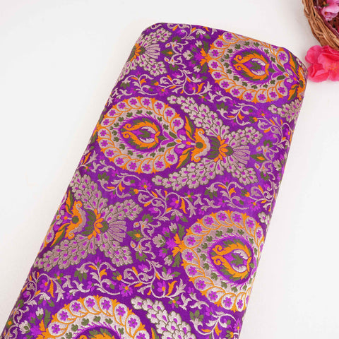 Purple Kimkhab Brocade Fabric HMSS-32799