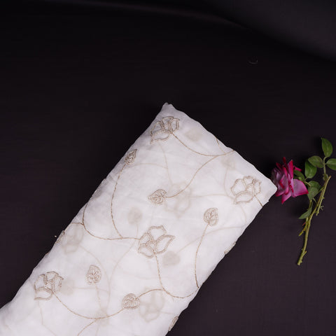 White Dyeable Swarovski embroidery Georgette Fabric SU-31032