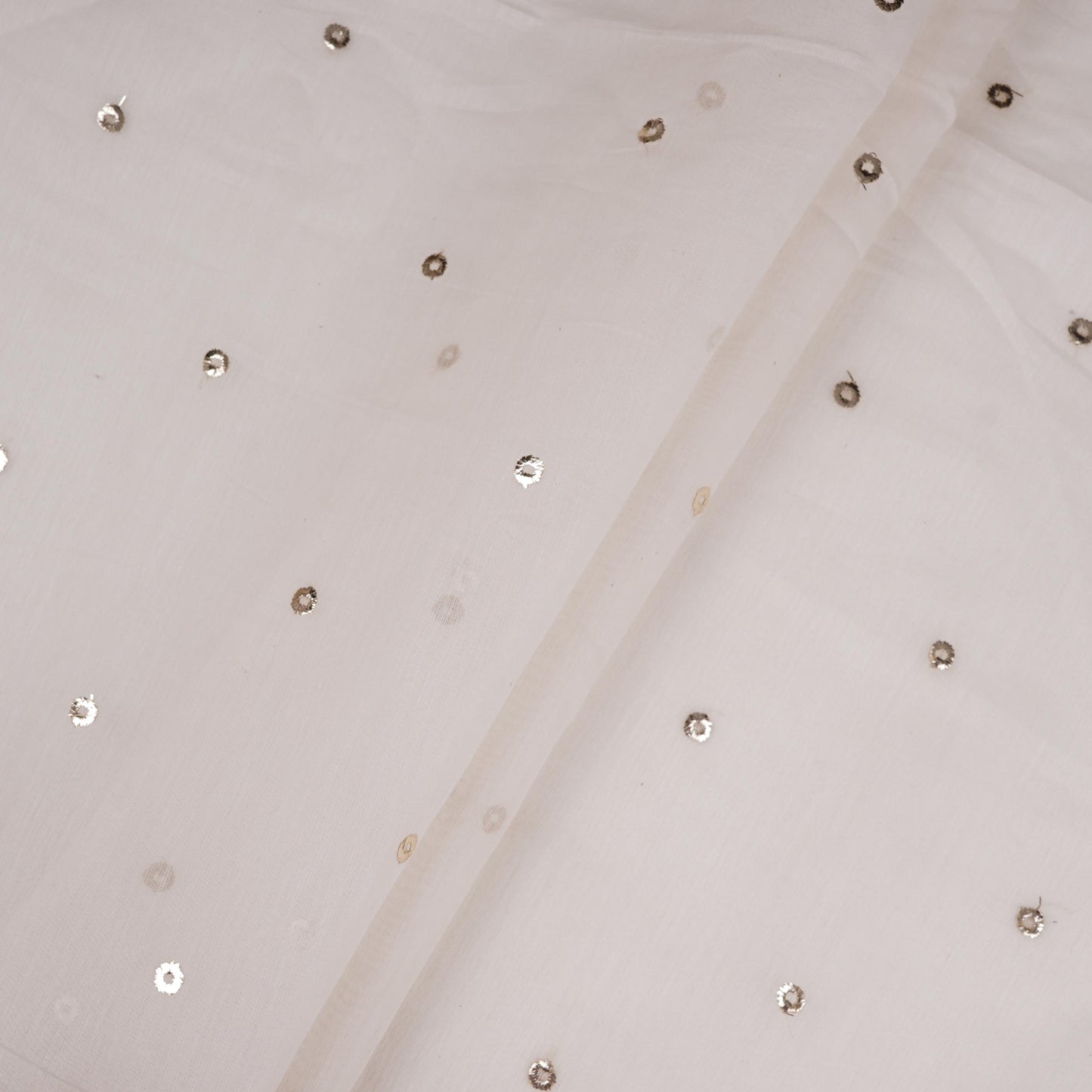 Off White Mukaish work Chanderi Fabric SU-31030