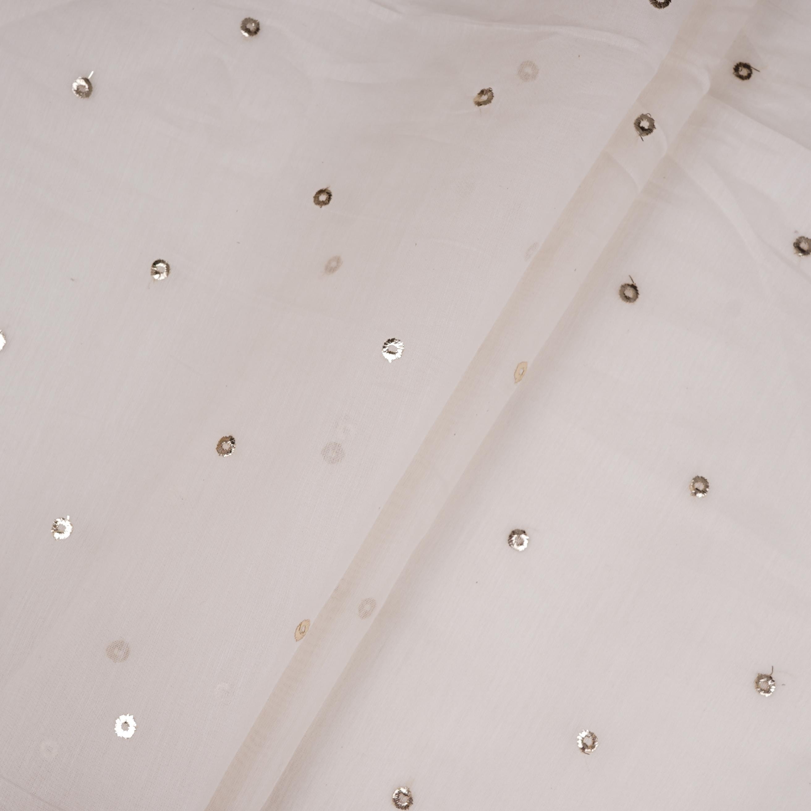 Off White Mukaish work Chanderi Fabric SU-31030 - TradeUNO