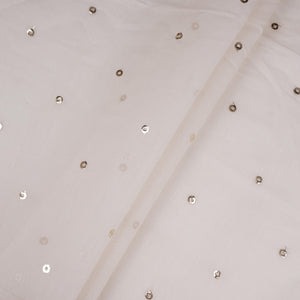 Off White Mukaish work Chanderi Fabric SU-31030 - TradeUNO