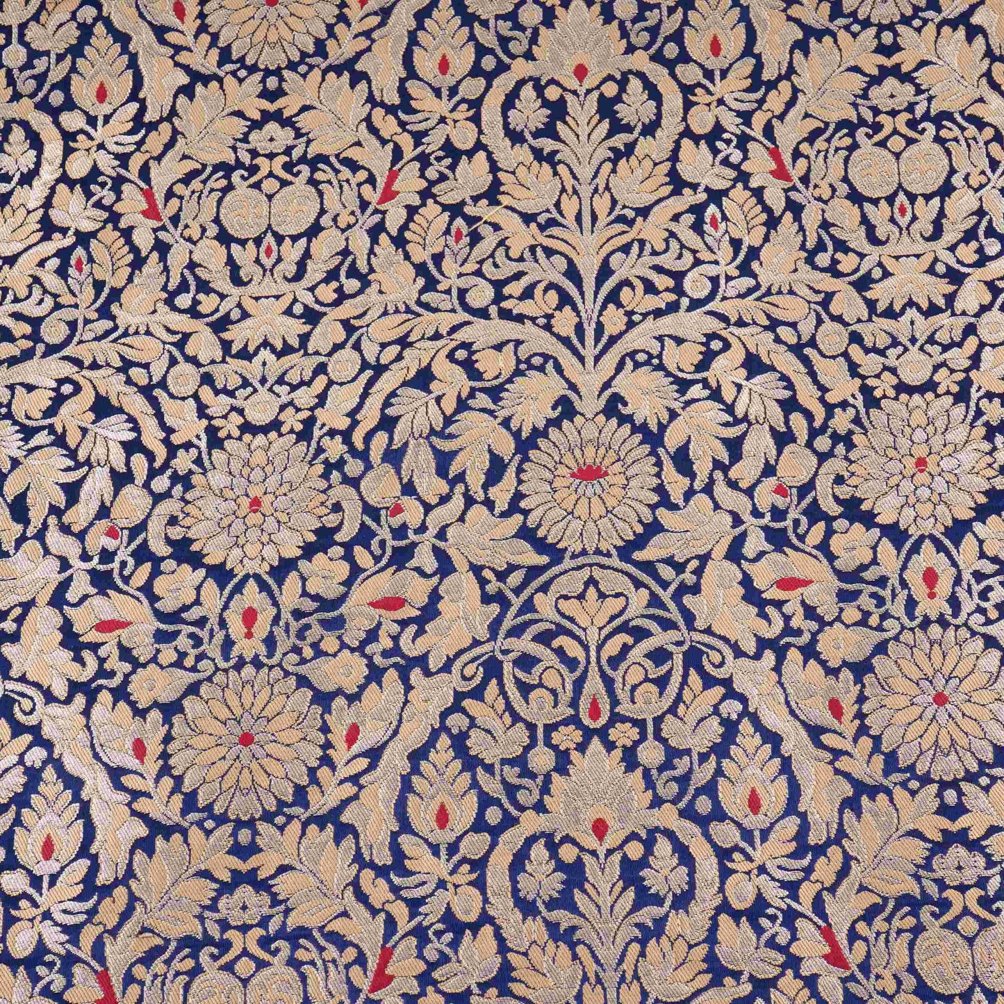 Navy Blue Alfi Meena Kimkhab Brocade Fabric HMSS-32777