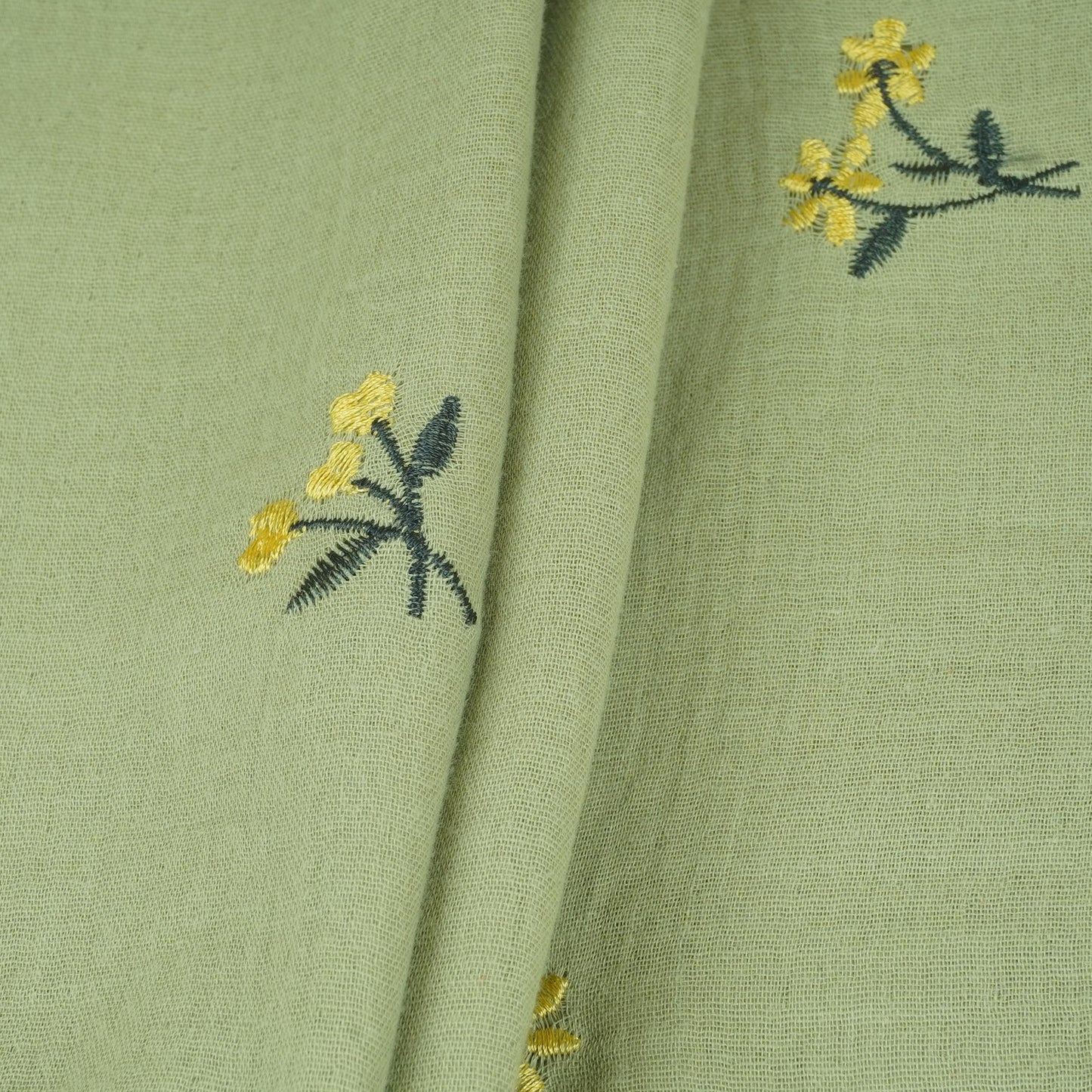 Light Green Hand embroidery Double Cotton PDM-29471