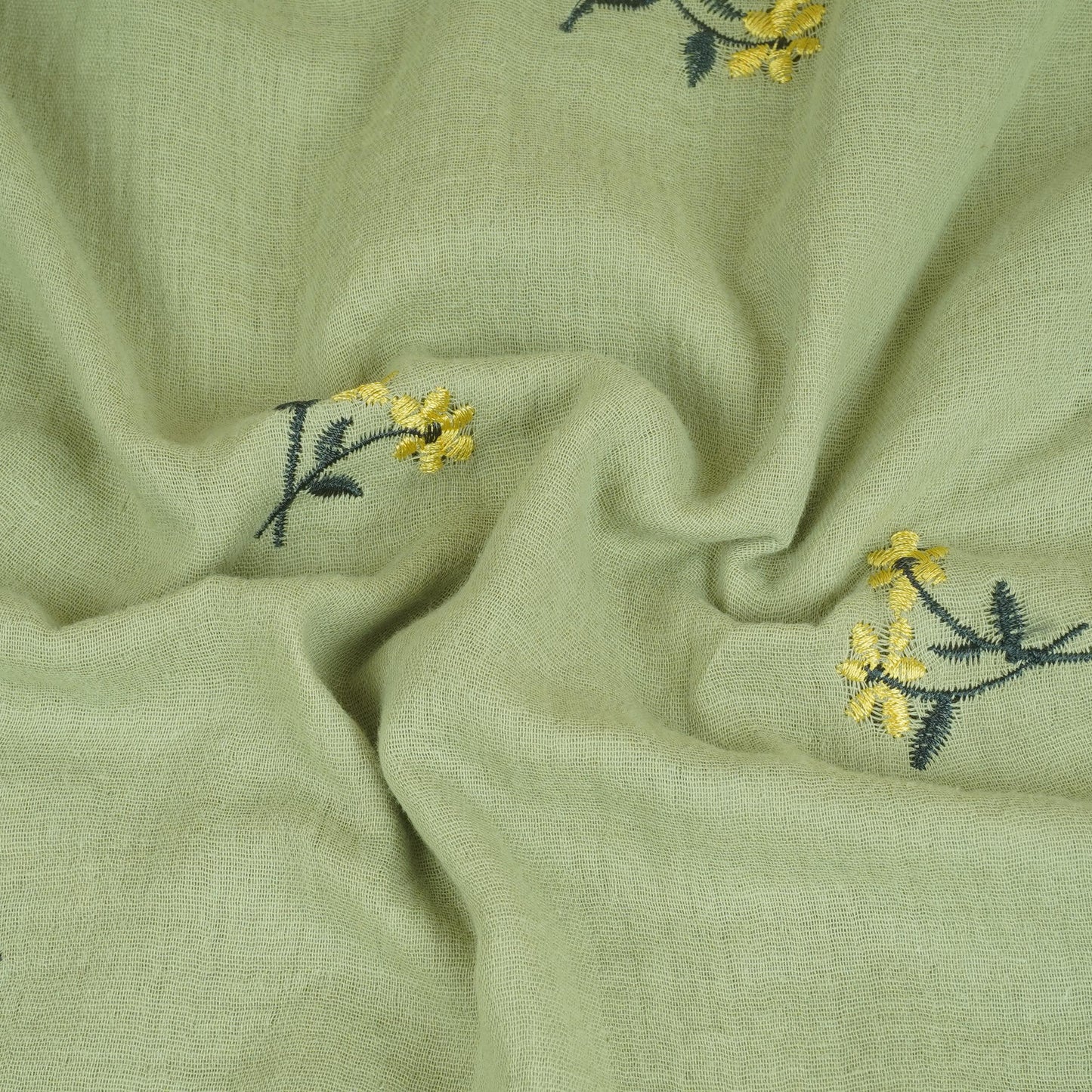 Light Green Hand embroidery Double Cotton PDM-29471