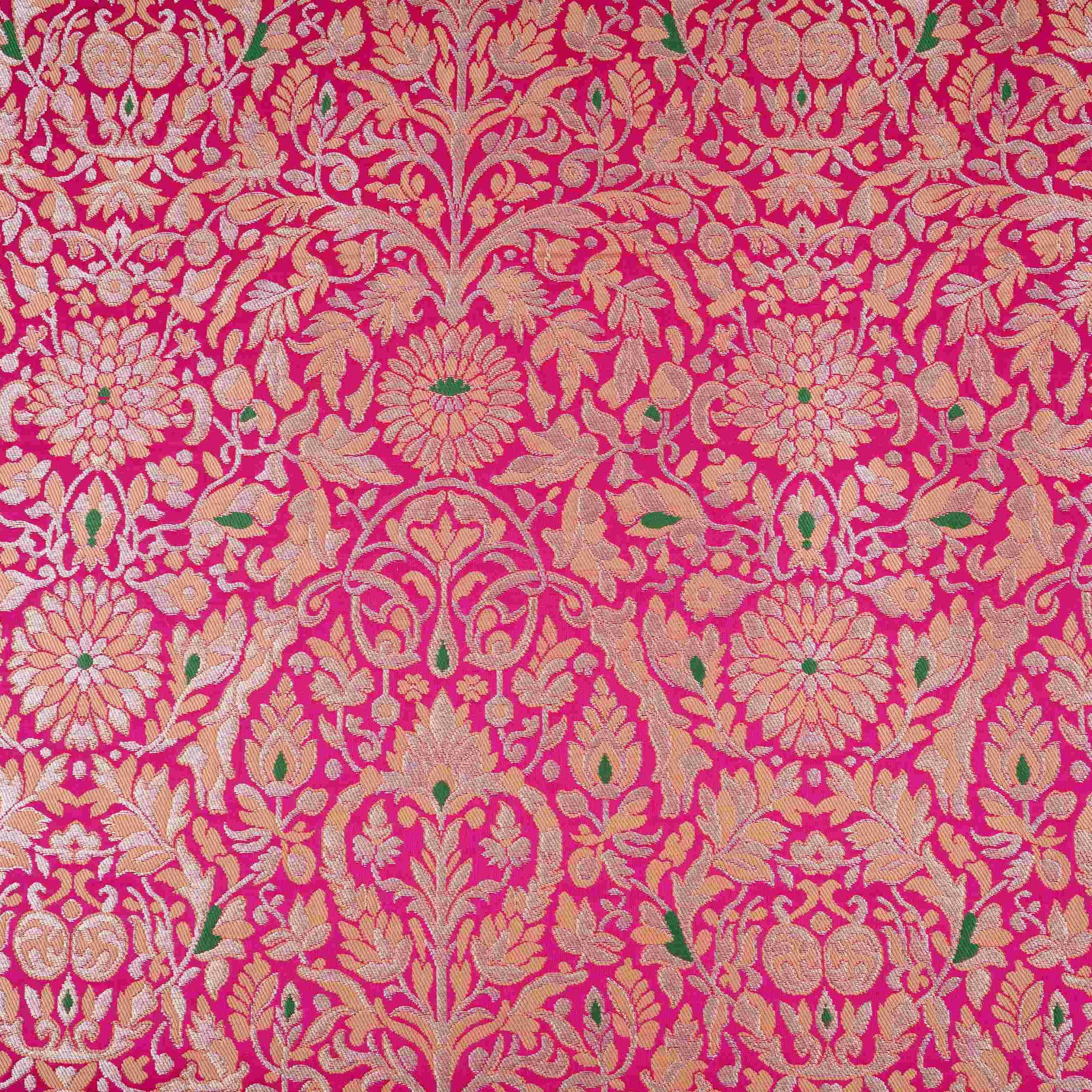 Magenta Pink Alfi Meena Kimkhab Brocade Fabric HMSS-32775