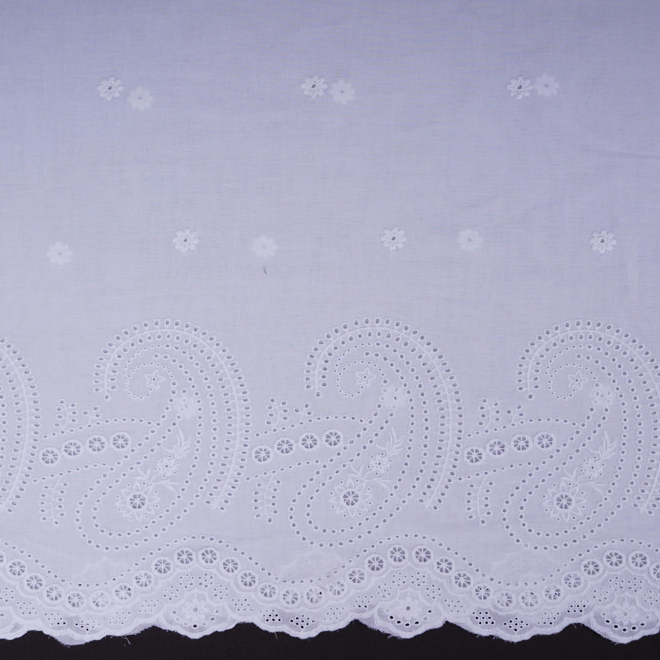 White Dyeable Floral Embroidery Cotton Fabric MJF-30602 - TradeUNO