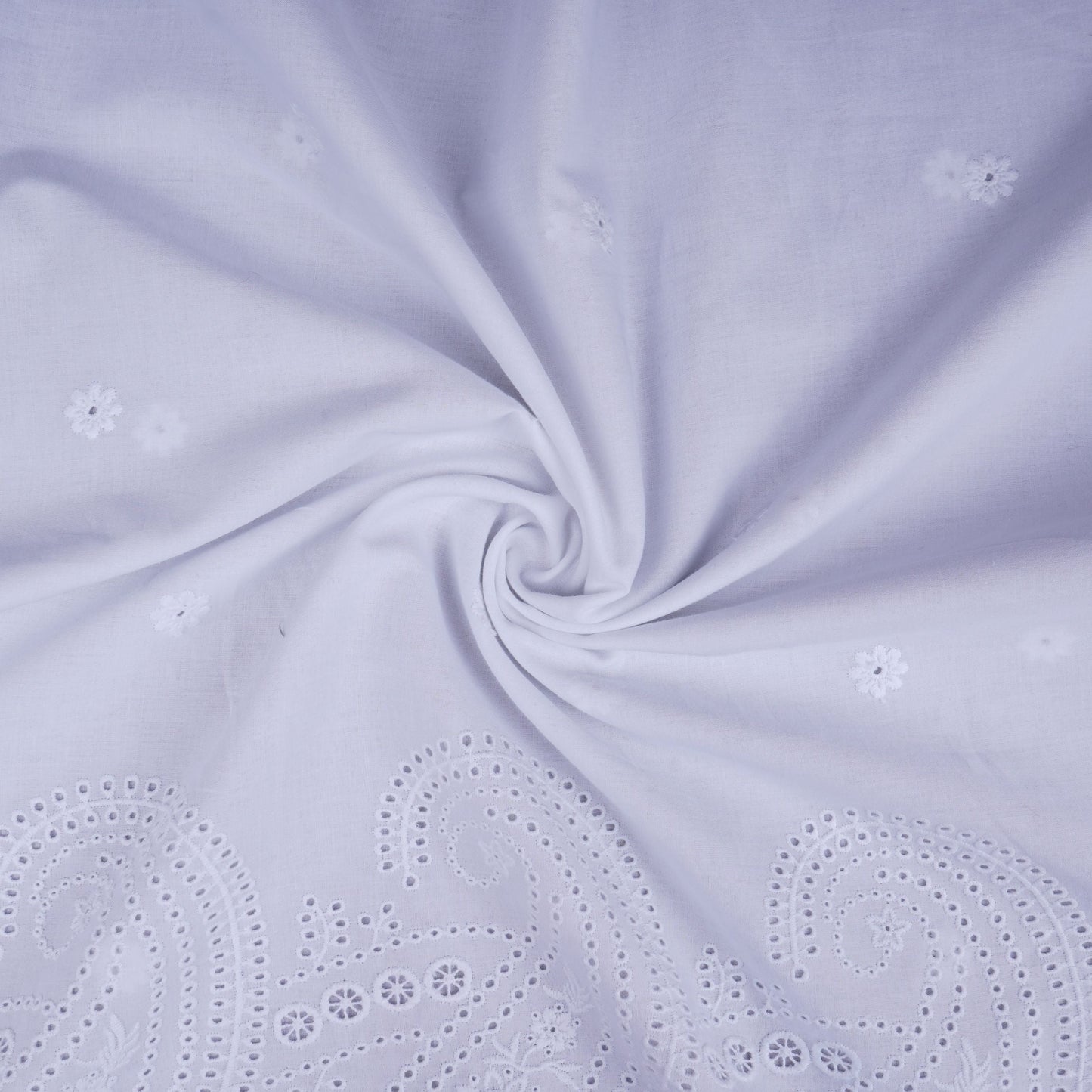 White Dyeable Floral Embroidery Cotton Fabric MJF-30602