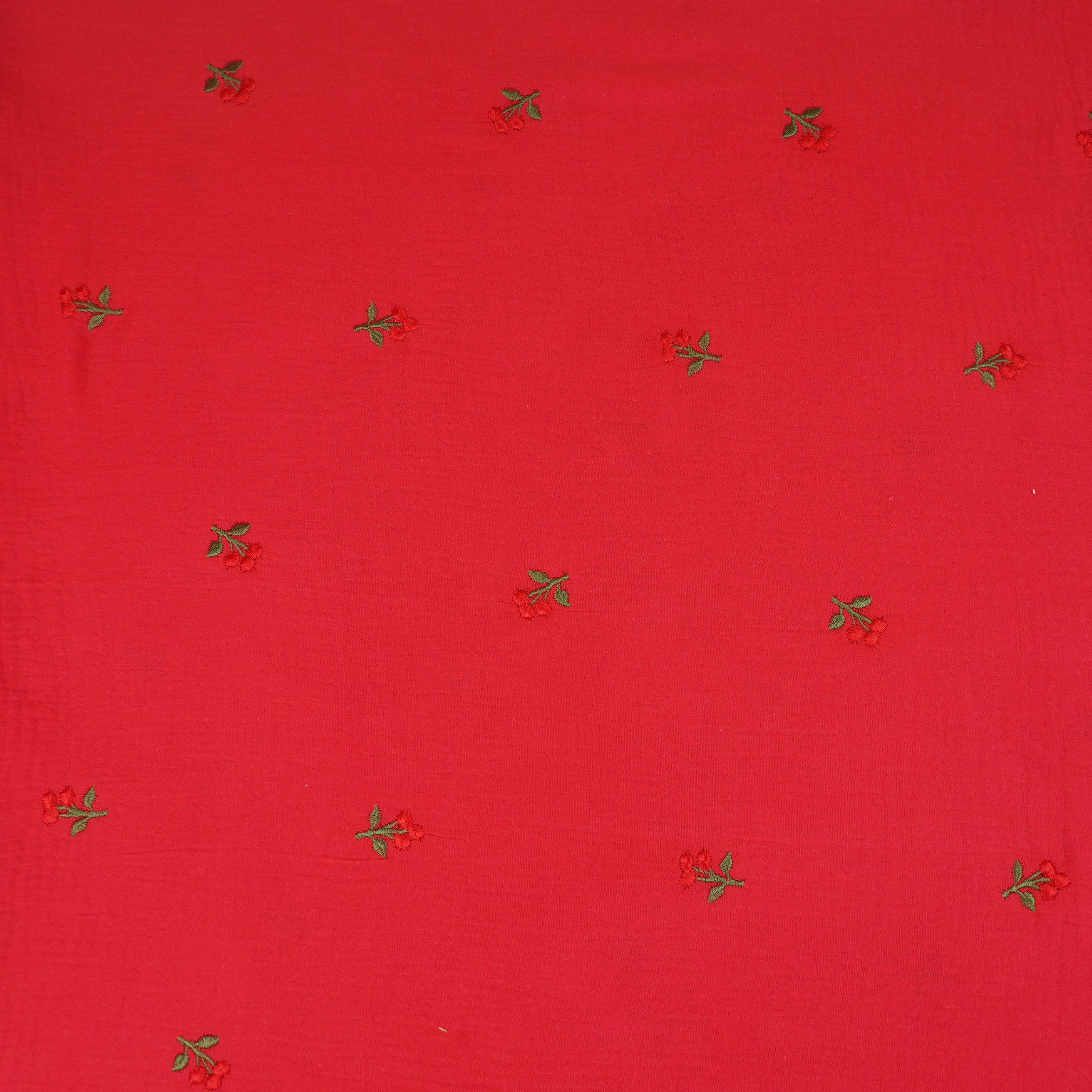 Red Hand embroidery Double Cotton PDM-29470 - TradeUNO