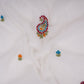 Off White with Multicolor floral Hand embroidery Pure Mul Chanderi Fabric SN-31237 - TradeUNO