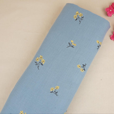 Aqua Blue Hand embroidery Double Cotton PDM-29464