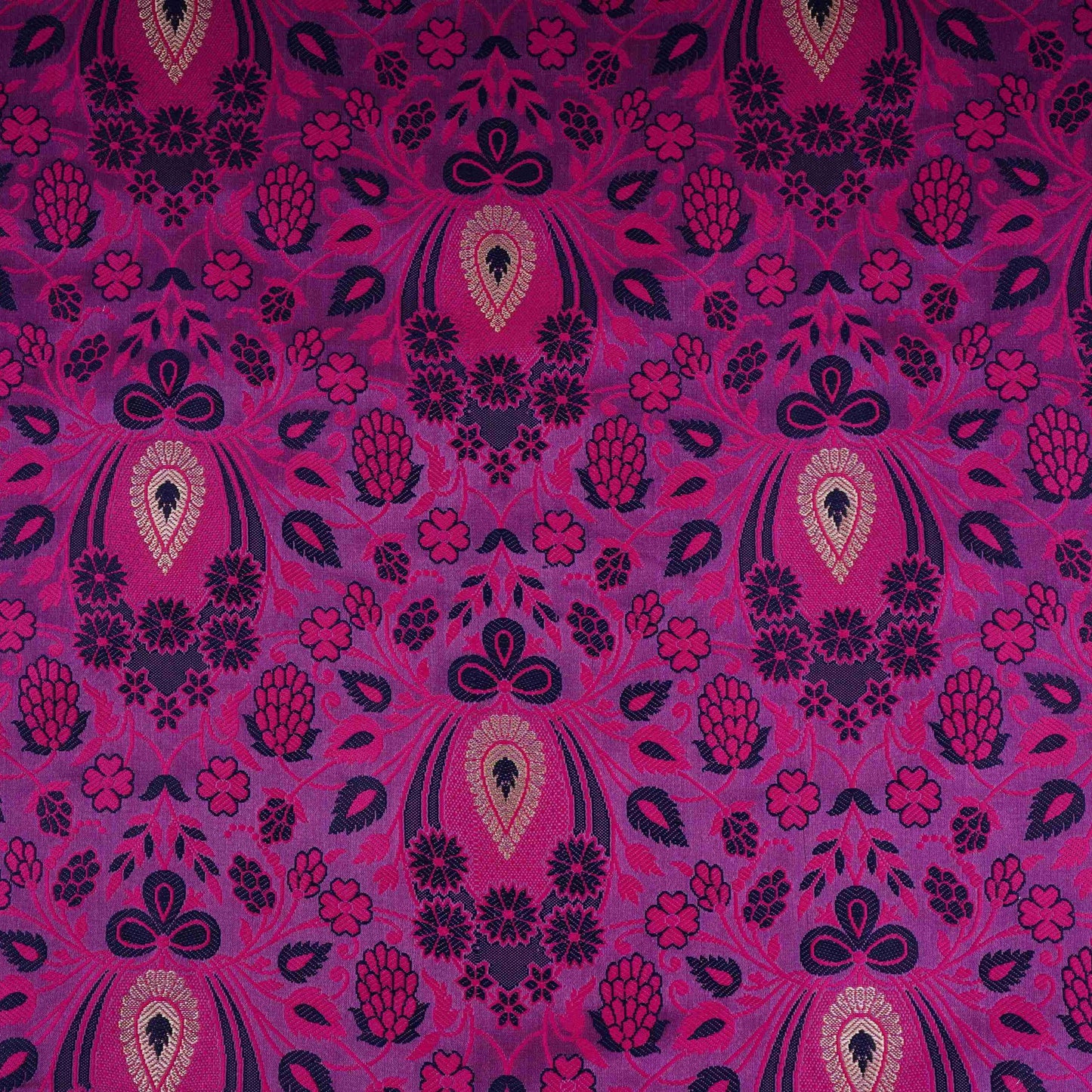 Pink Dohri Zari Booti Tanchoi Silk Fabric HMSS-32759