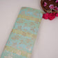 Aqua Blue with Sage Green Stripes Multi Rangkaat Weave Brocade Fabric HMSS-32718