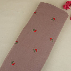 Rust Brown Hand embroidery Double Cotton PDM-29472 - TradeUNO