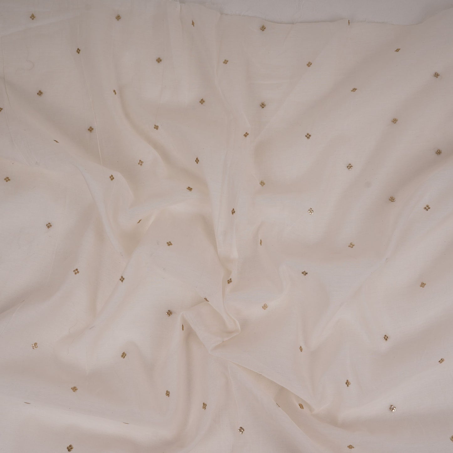 Off White Mukaish work Chanderi Fabric SU-31028