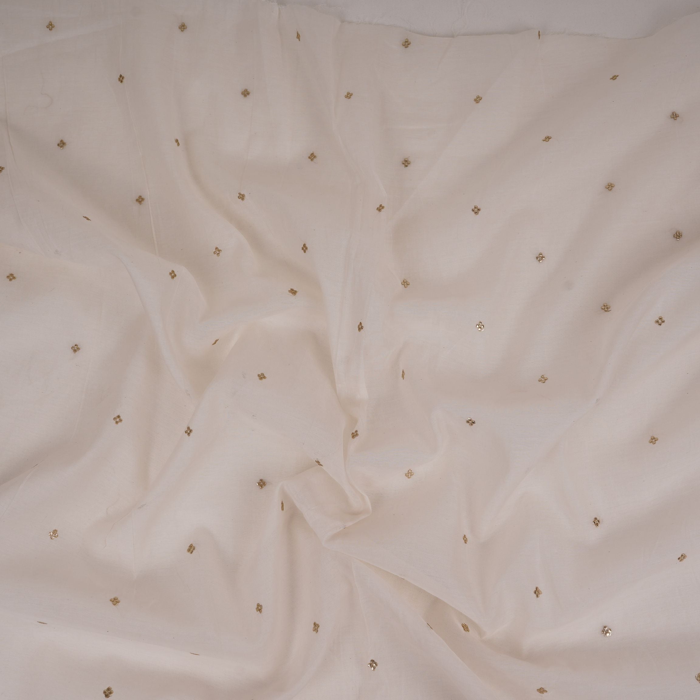 Off White Mukaish work Chanderi Fabric SU-31028 - TradeUNO