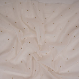 Off White Mukaish work Chanderi Fabric SU-31028 - TradeUNO