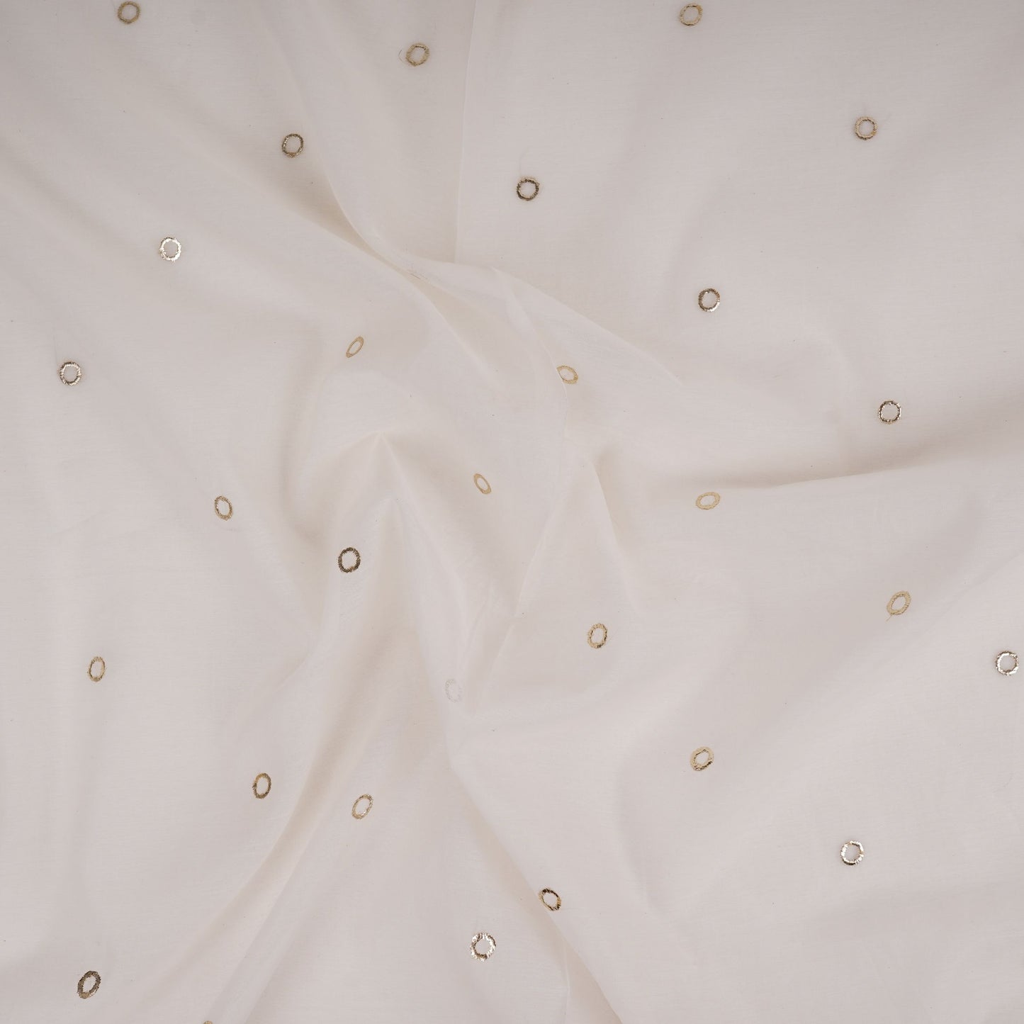 Off White Mukaish work Chanderi Fabric SU-31029