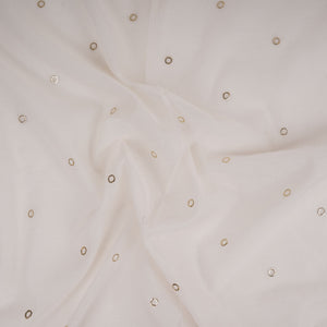 Off White Mukaish work Chanderi Fabric SU-31029 - TradeUNO
