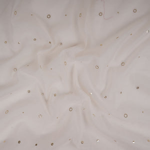 Off White Mukaish work Chanderi Fabric SU-31031 - TradeUNO