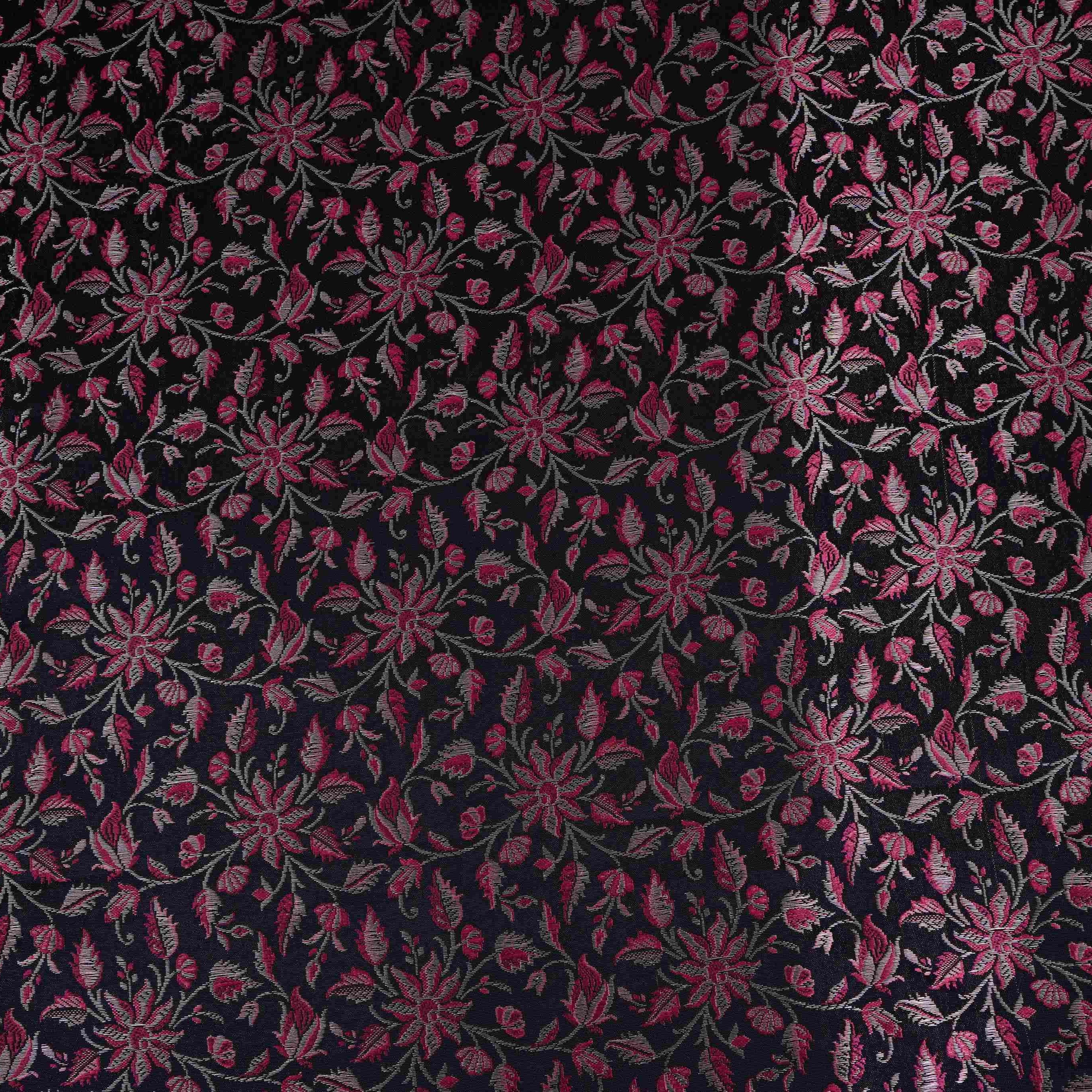 Black Jamawar Resham Zari Dohra Brocade Fabric HMSS-32741