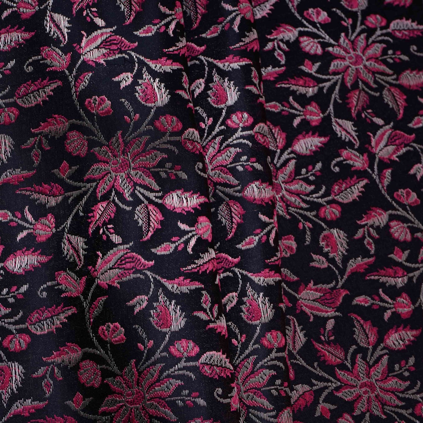 Black Jamawar Resham Zari Dohra Brocade Fabric HMSS-32741