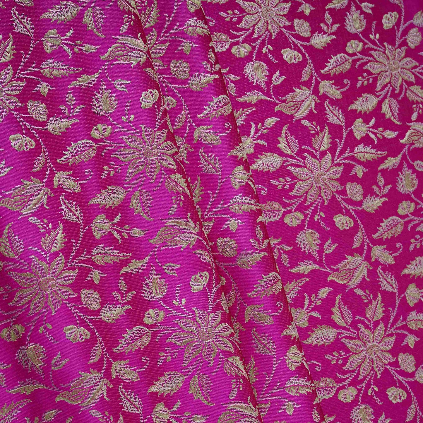 Magenta Pink Jamawar Resham Zari Dohra Brocade Fabric HMSS-32743