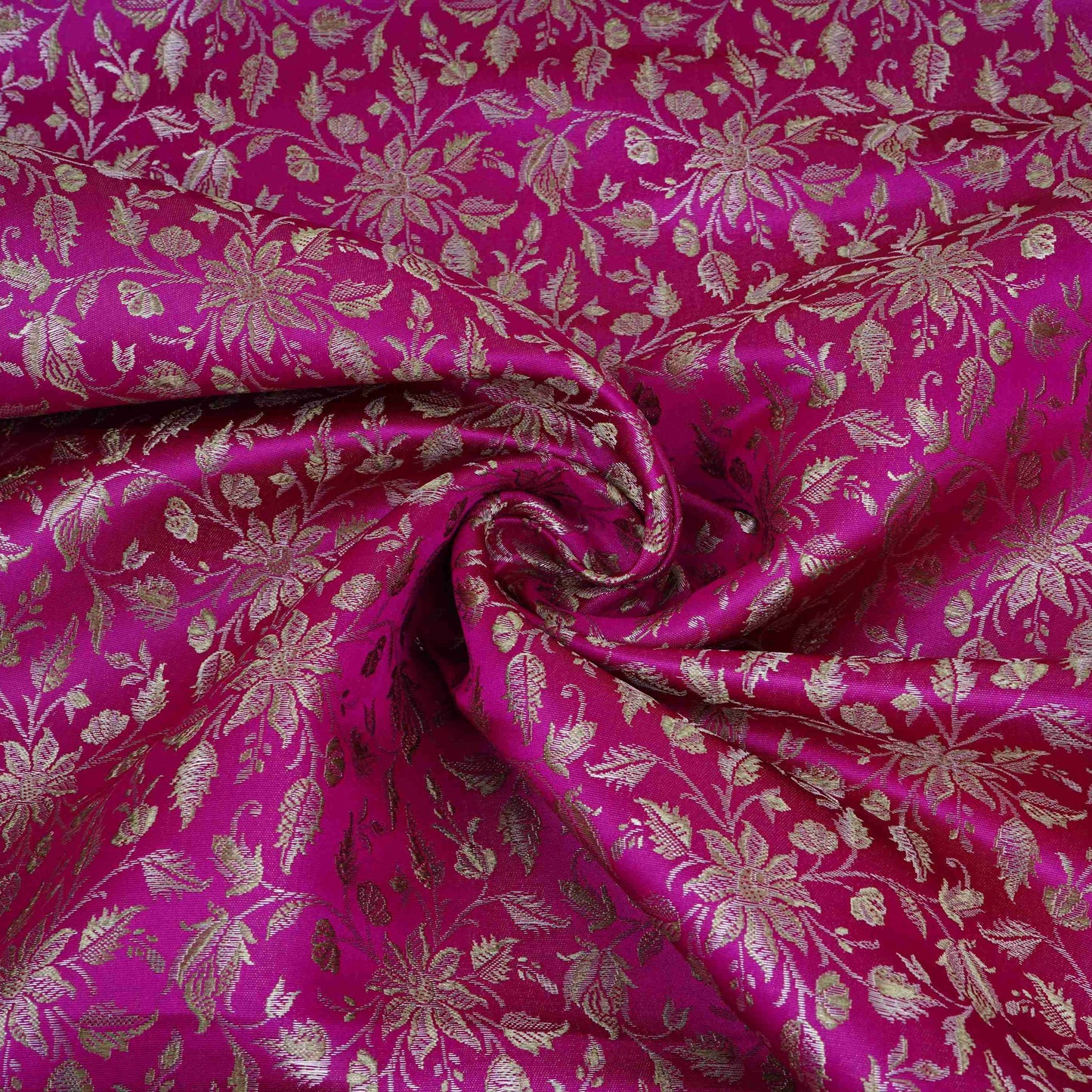 Magenta Pink Jamawar Resham Zari Dohra Brocade Fabric HMSS-32743