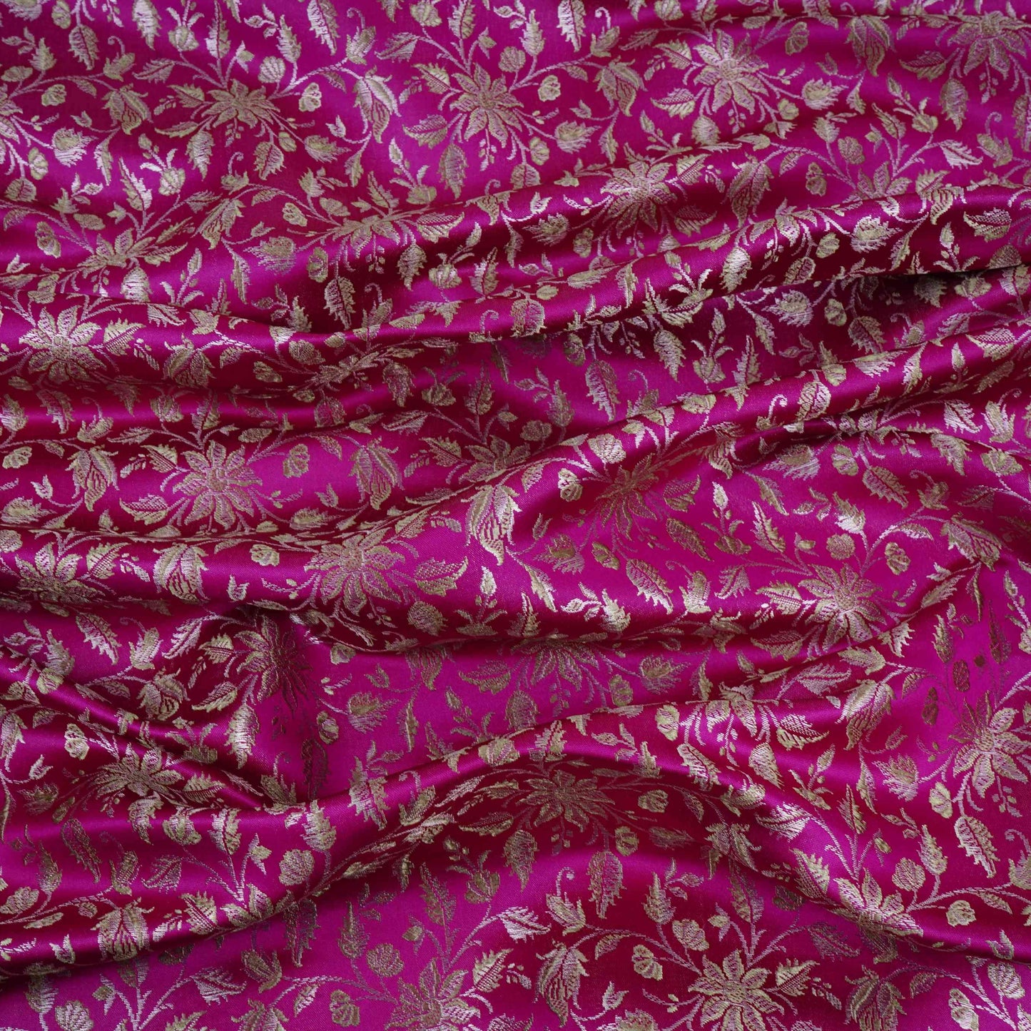 Magenta Pink Jamawar Resham Zari Dohra Brocade Fabric HMSS-32743