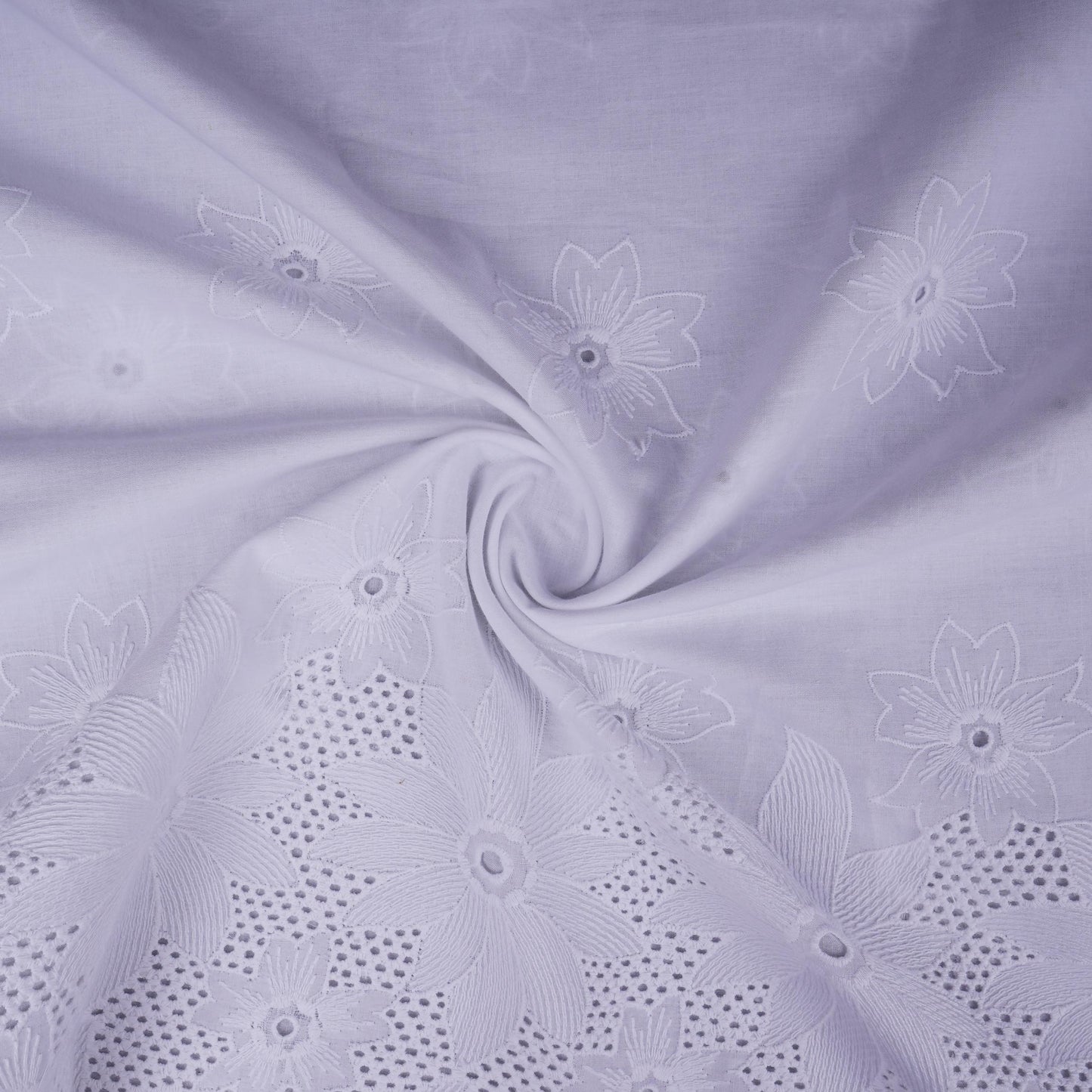 White Dyeable Floral Embroidery Cotton Schiffli Fabric MJF-30601