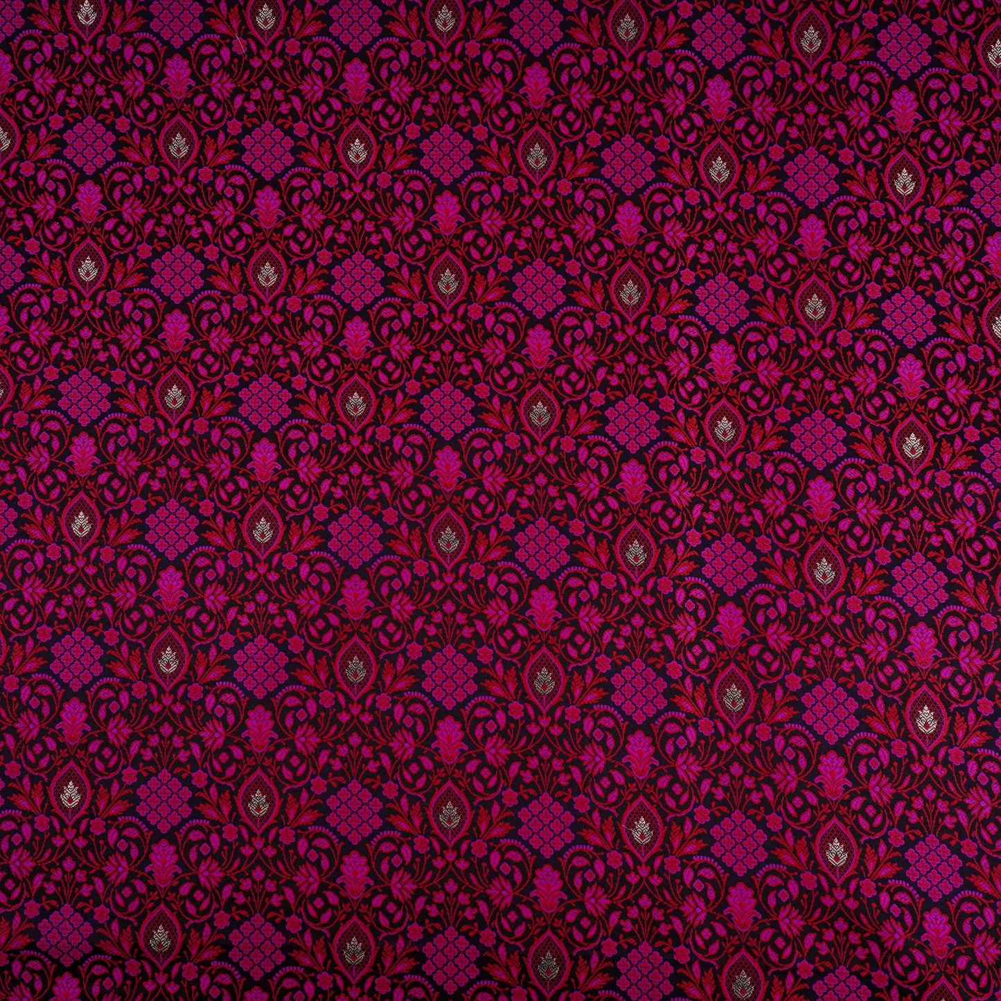 Black Zari Booti Dohri Tanchoi Silk Fabric HMSS-32726