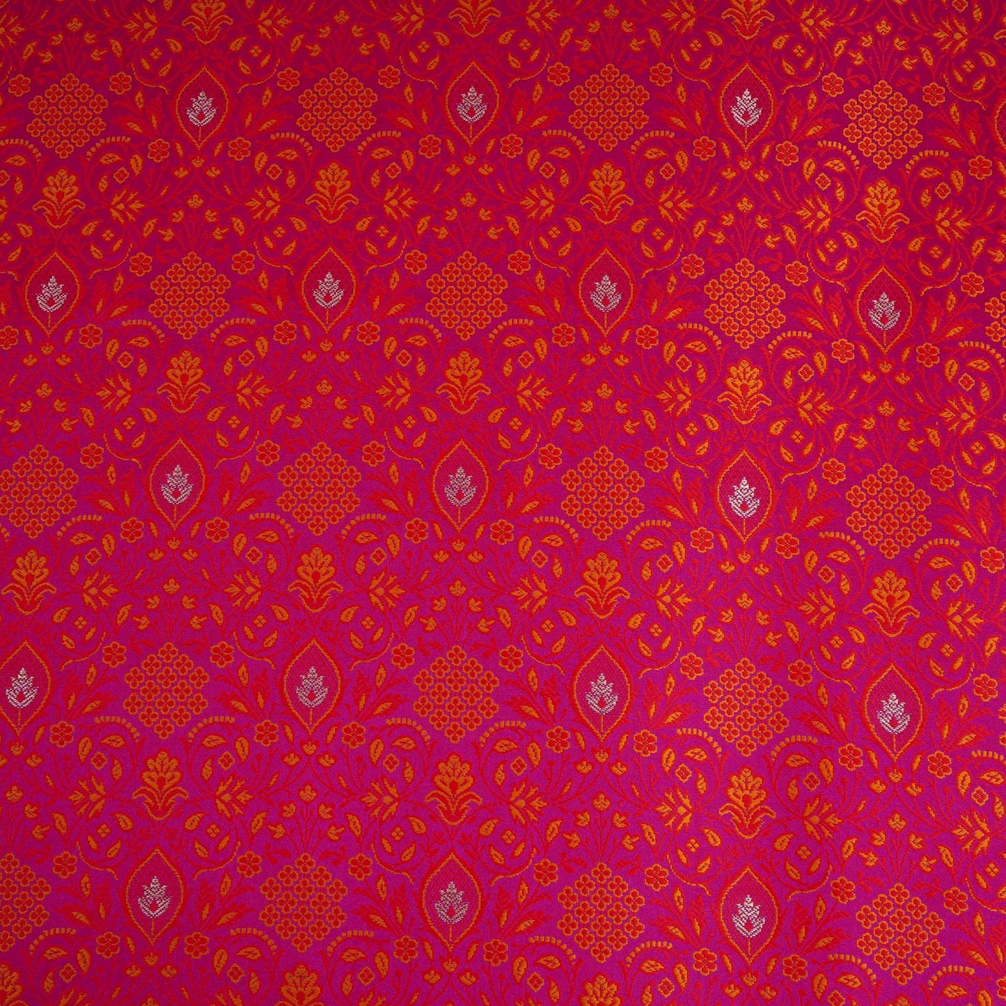 Rani Pink Zari Booti Dohri Tanchoi Silk Fabric HMSS-32725