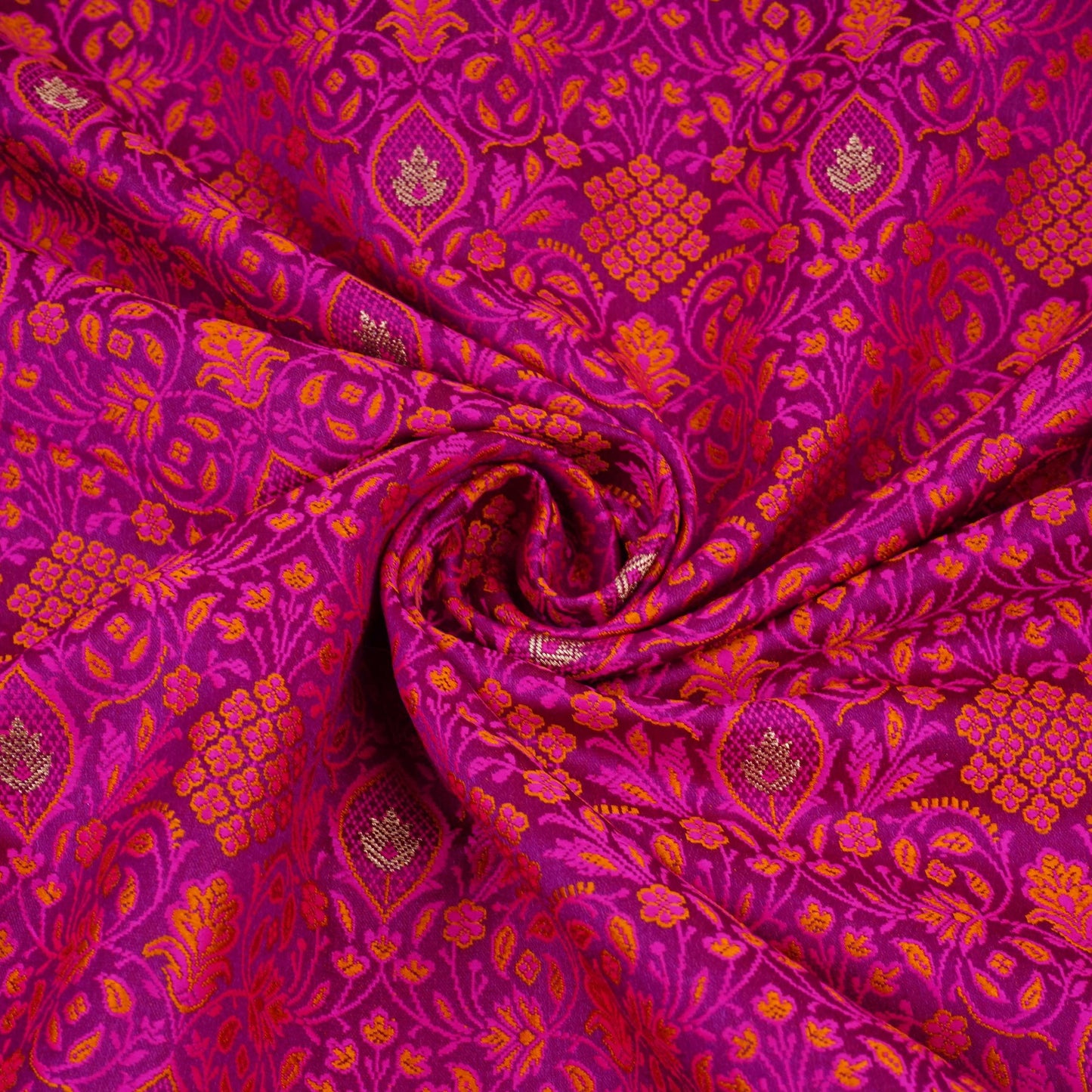 Deep Purple Zari Booti Dohri Tanchoi Silk Fabric HMSS-32728