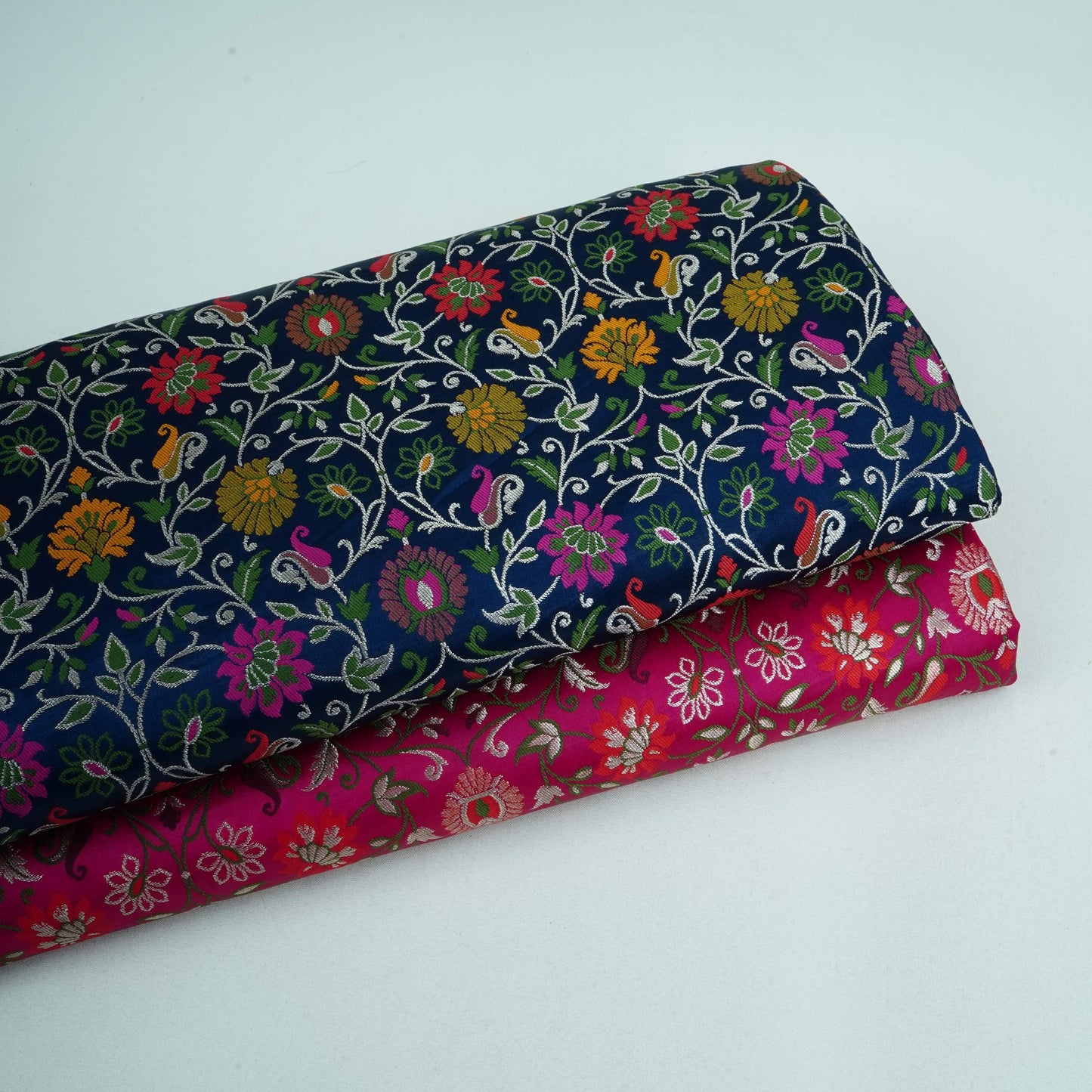 Navy Blue Kimkhab Brocade Fabric HMSS-32798