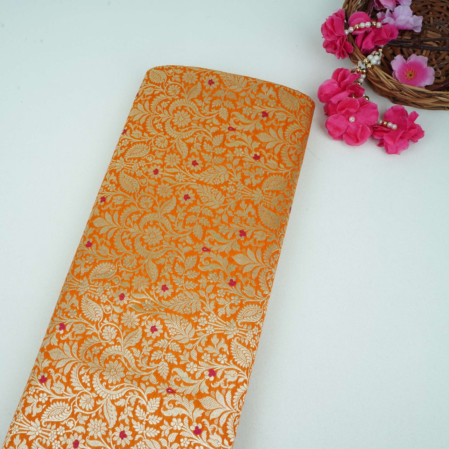 Mustard Zari Meena Art Silk Brocade Fabric HMSS-32780