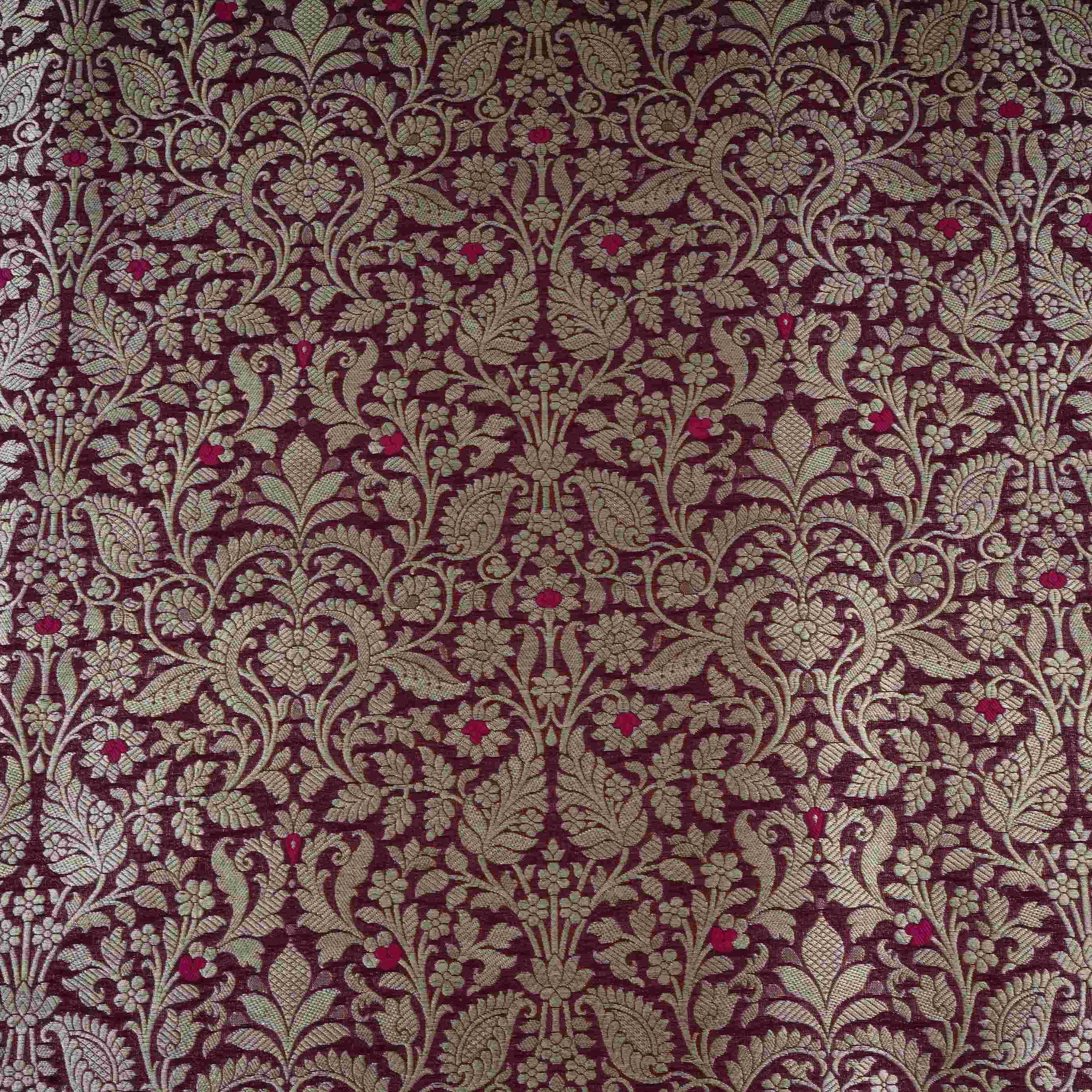 Wine Zari Meena Art Silk Brocade Fabric HMSS-32778
