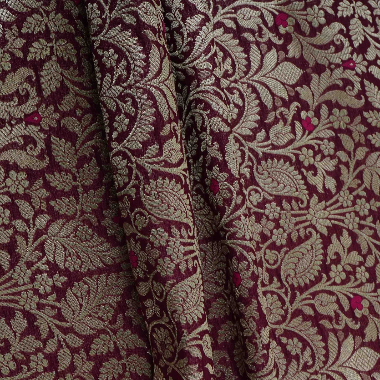 Wine Zari Meena Art Silk Brocade Fabric HMSS-32778
