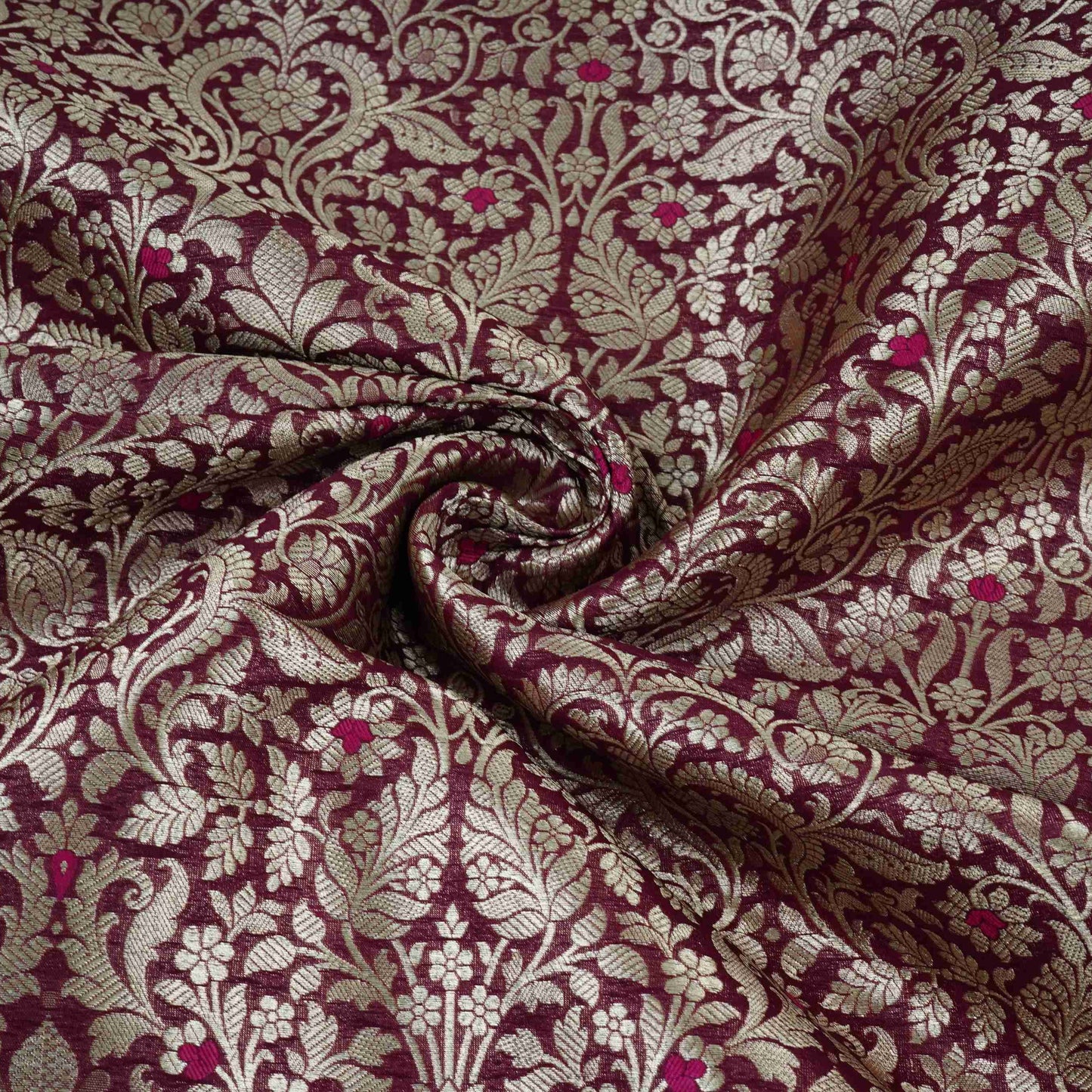 Wine Zari Meena Art Silk Brocade Fabric HMSS-32778