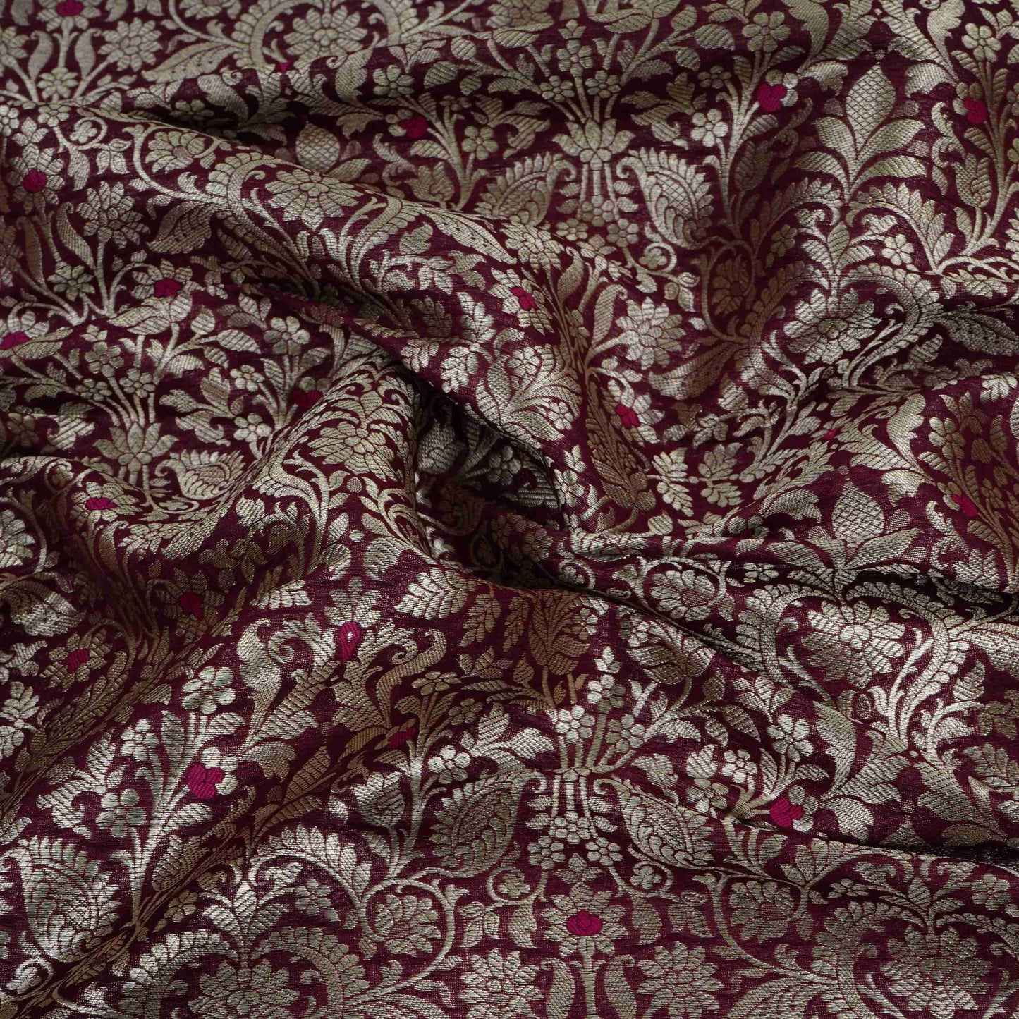 Wine Zari Meena Art Silk Brocade Fabric HMSS-32778