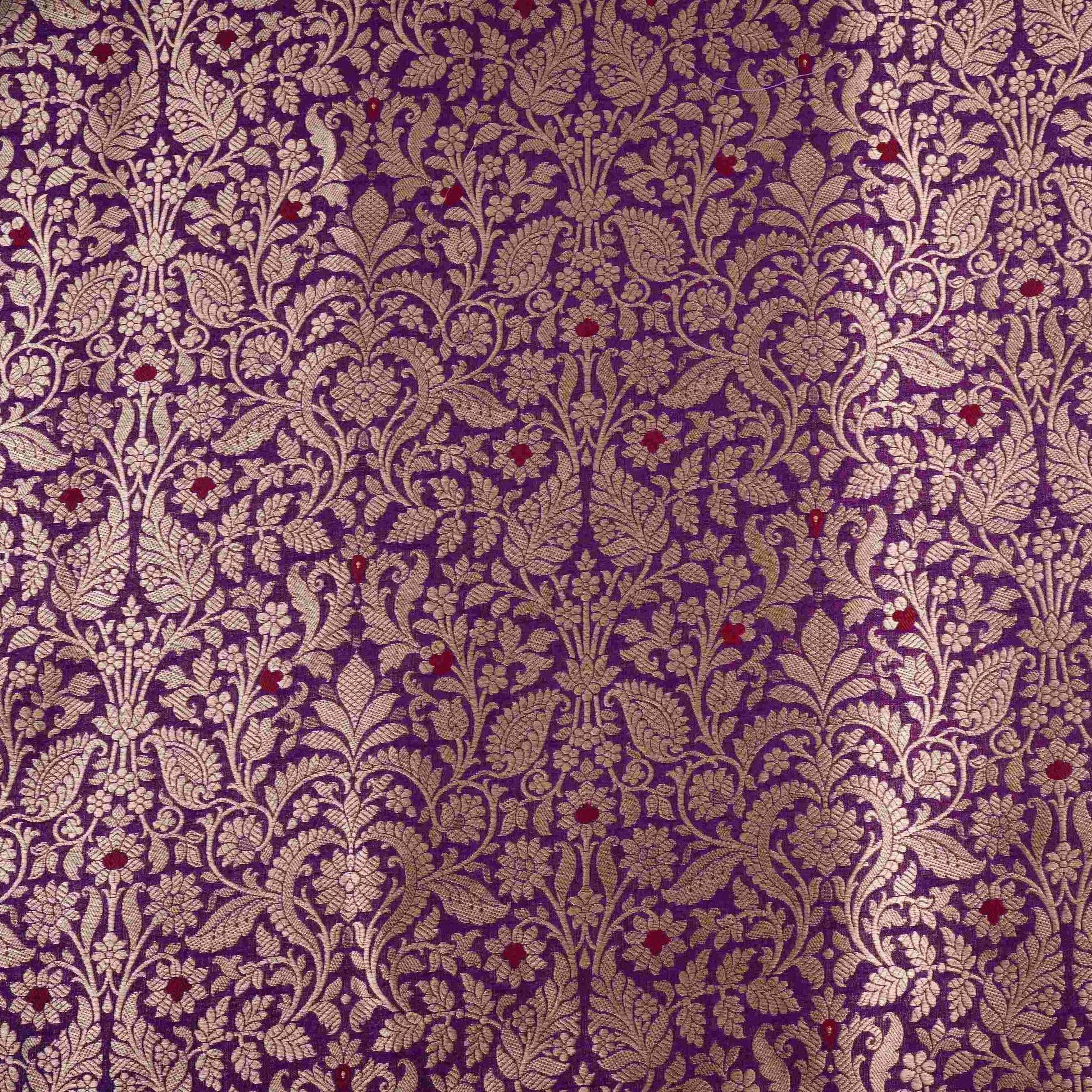 Magenta Pink Zari Meena Art Silk Brocade Fabric HMSS-32779