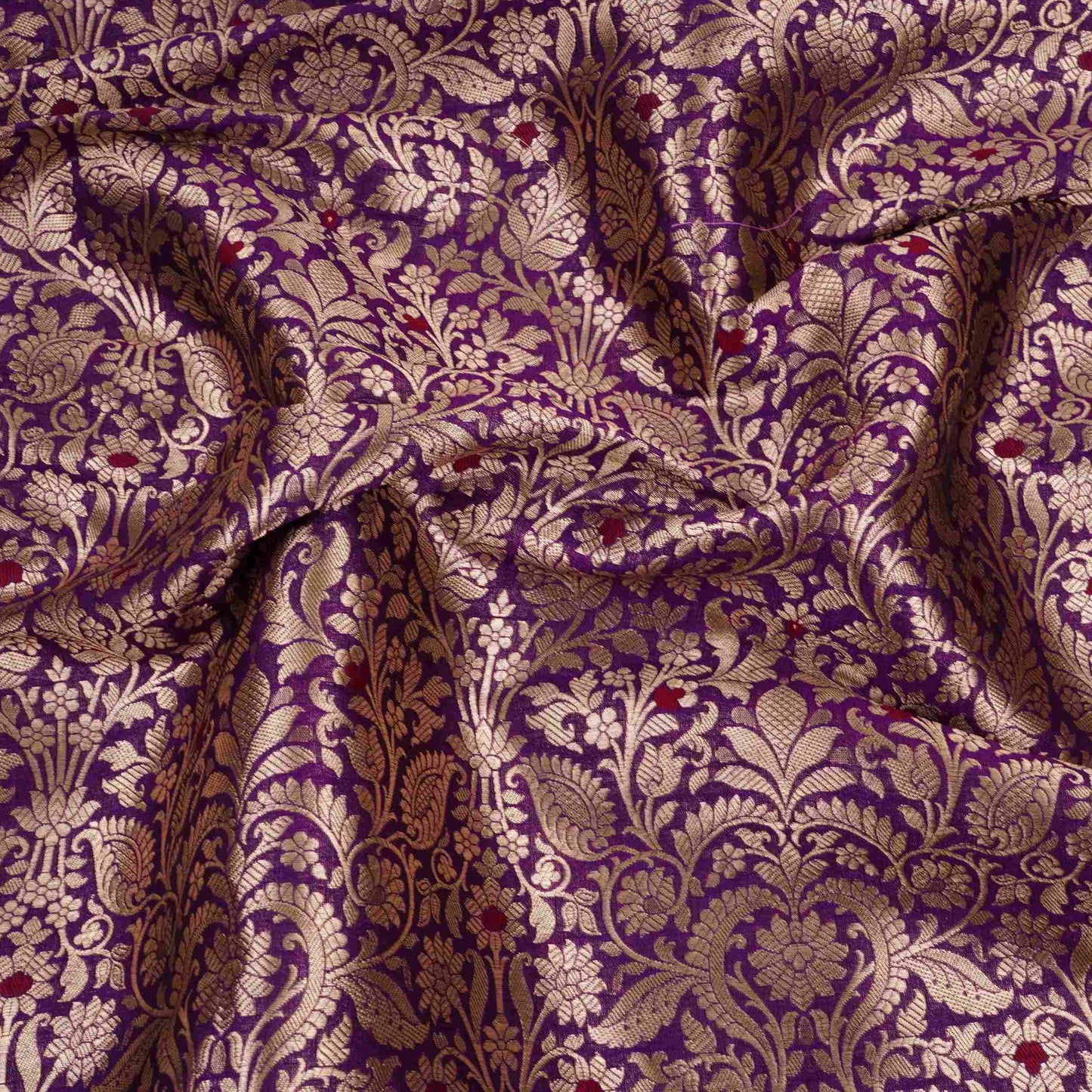 Magenta Pink Zari Meena Art Silk Brocade Fabric HMSS-32779