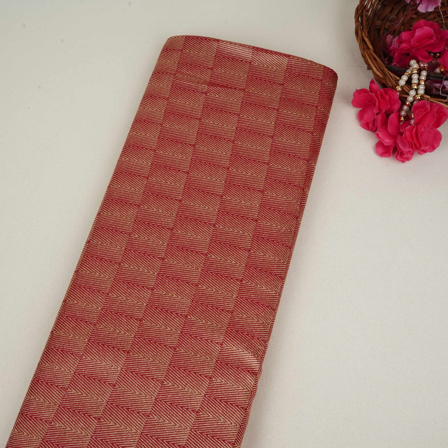 Wine Chevron weave Brocade Fabric HMSS-32811