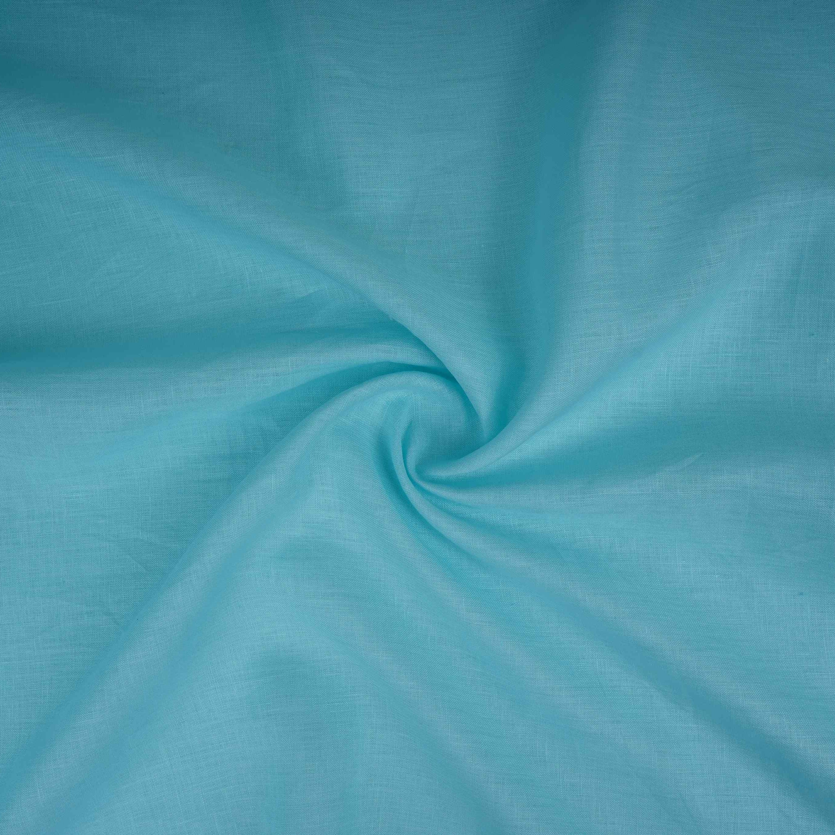 Aqua Blue Solid Pure Linen Fabric UT-31167 - TradeUNO