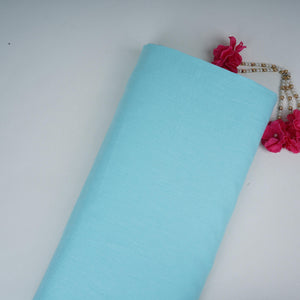 Aqua Blue Solid Pure Linen Fabric UT-31167 - TradeUNO