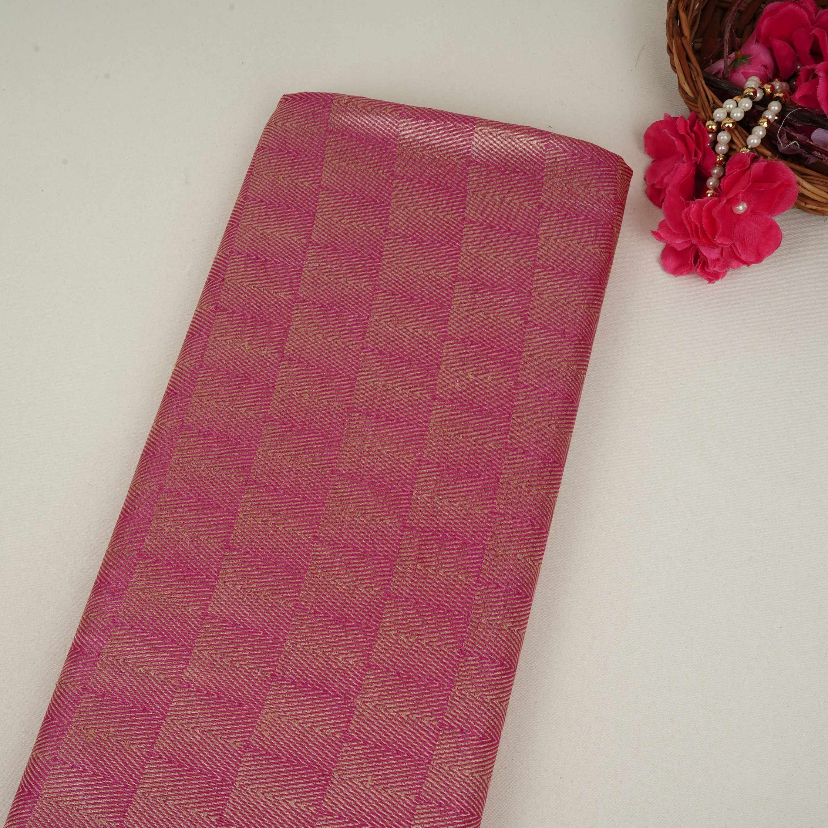 Magenta Pink Chevron Weave Brocade Fabric HMSS-32807