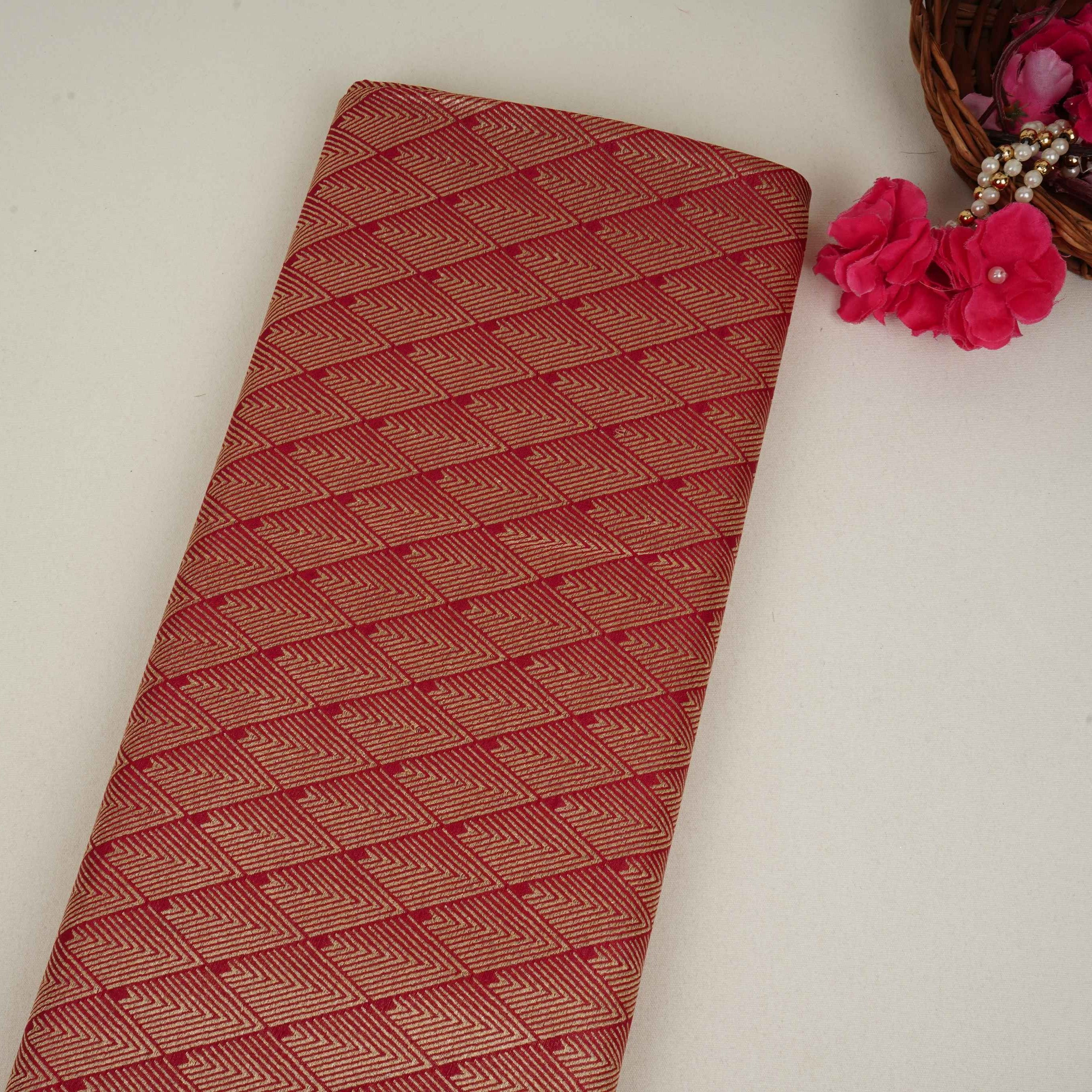 Rani Pink Chevron Weave Brocade Fabric HMSS-32806