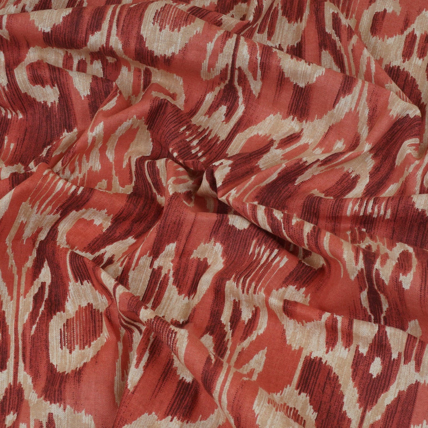 Peach Ikkat Print Cotton Fabric SN-29495