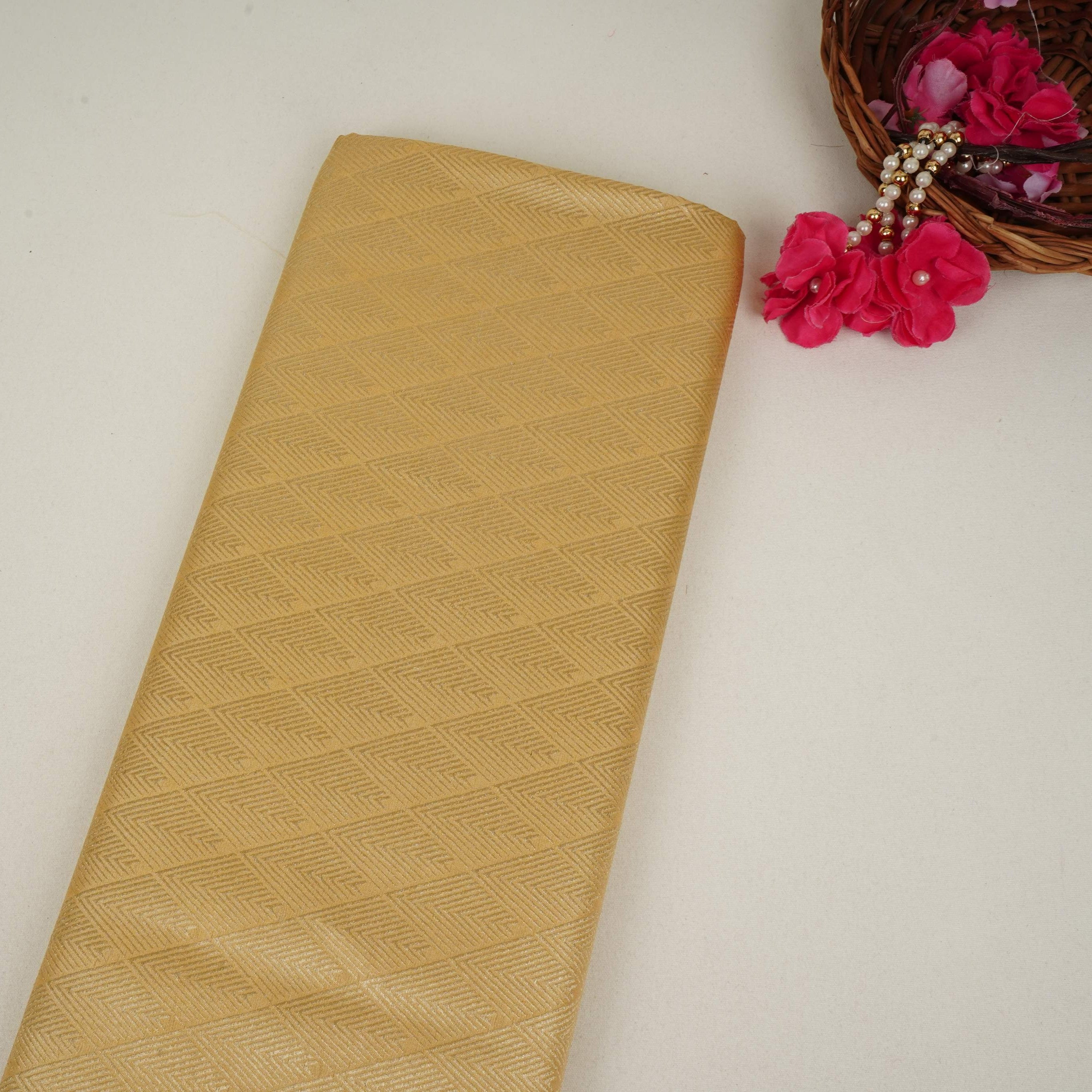 Golden Chevron Weave Brocade Fabric HMSS-32803