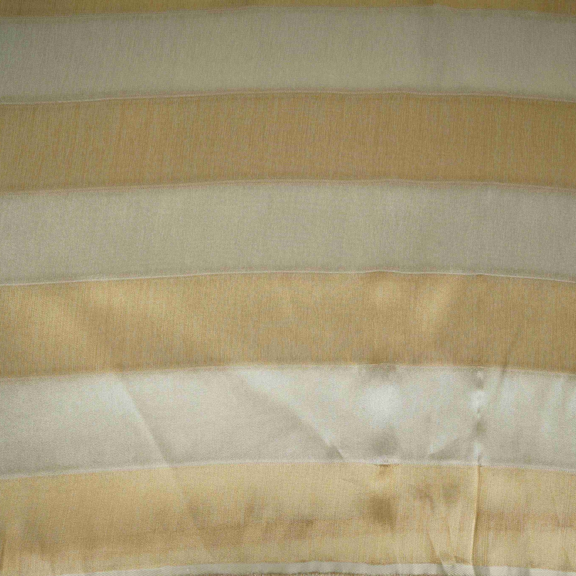 Golden with Off White Stripes Shimmer Tissue Fabric MTI-31260 - TradeUNO