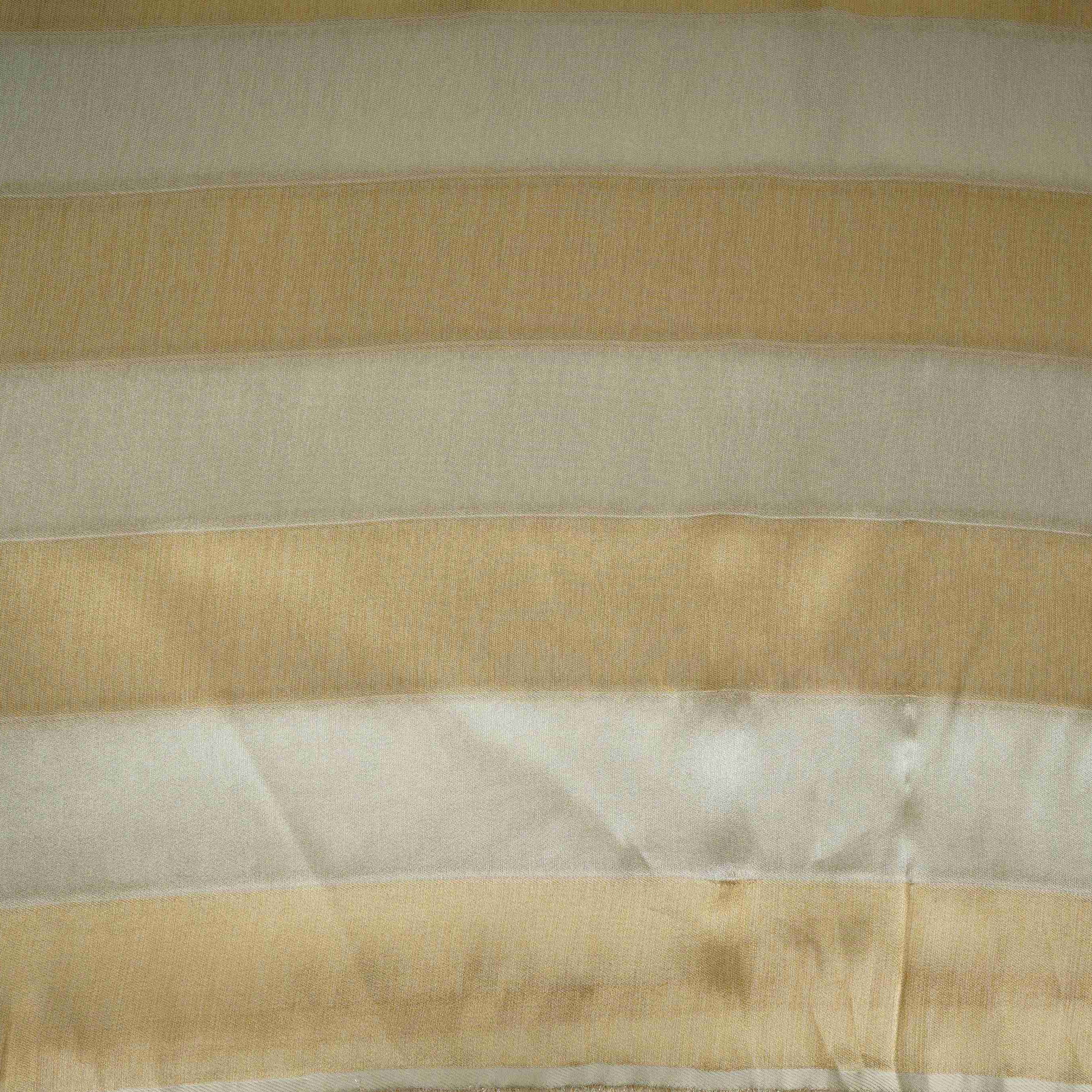 Golden with Off White Stripes Shimmer Tissue Fabric MTI-31260 - TradeUNO