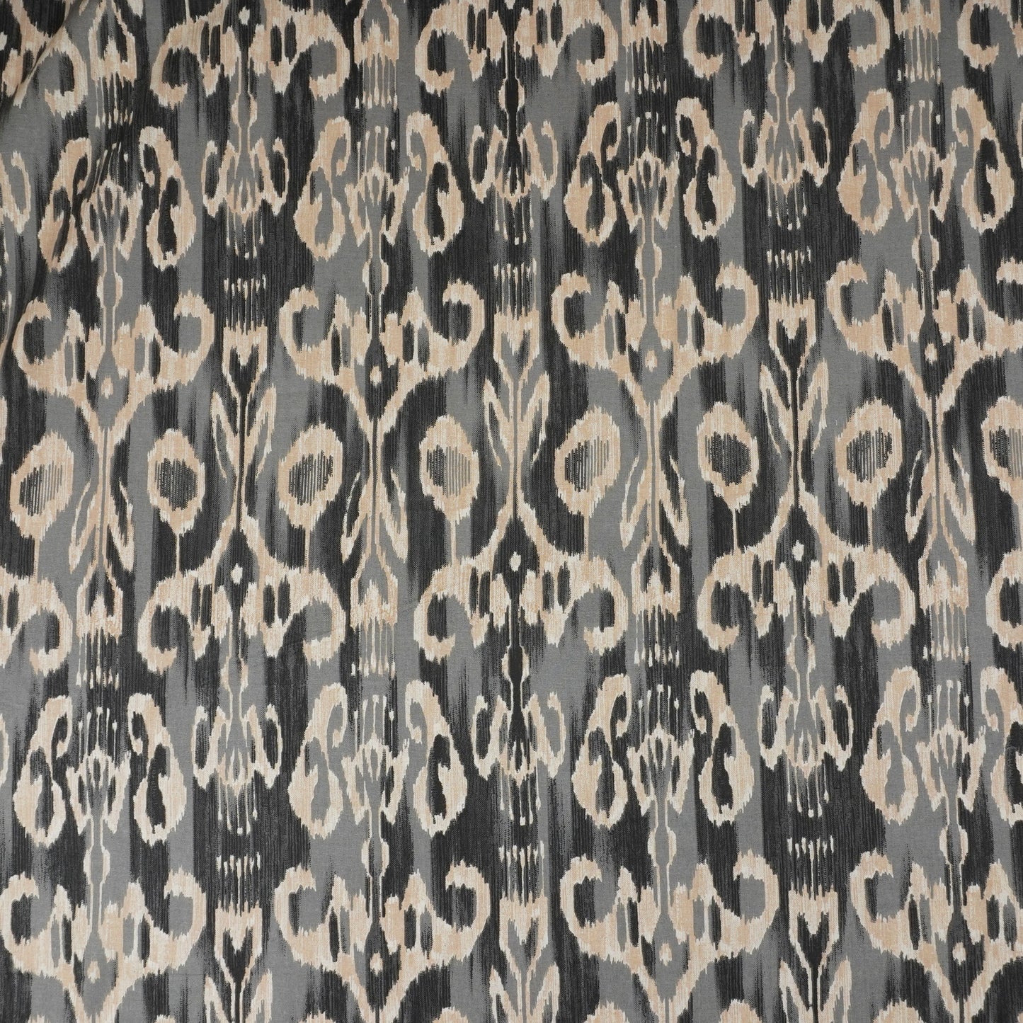 Grey with Black Ikkat Print Cotton Fabric SN-29493